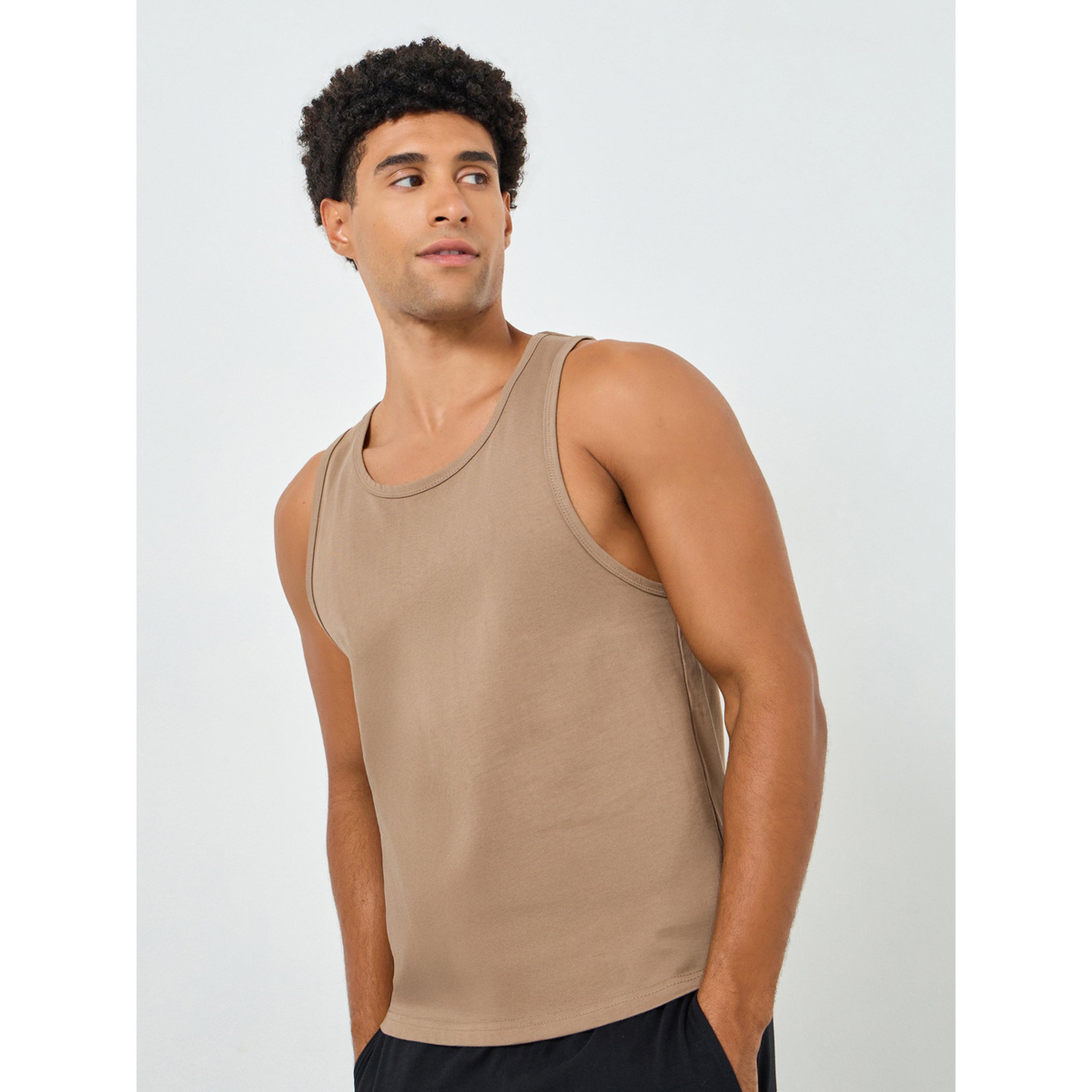 Styli Men Brown Cotton Vest-men-clothing-innerwear-vests-image-1
