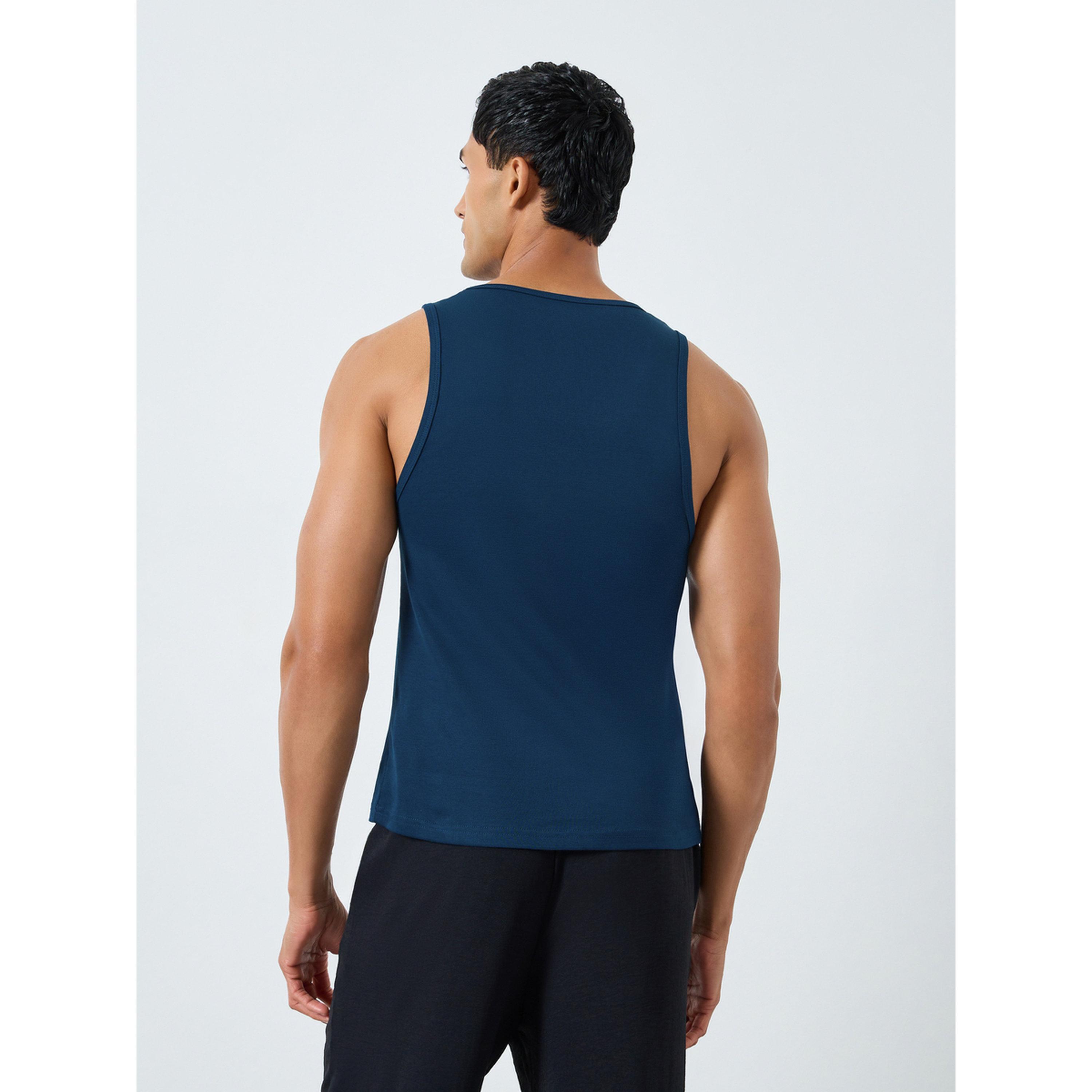 Styli Men Blue Cotton Ribbed Vest-men-clothing-innerwear-vests-image-4