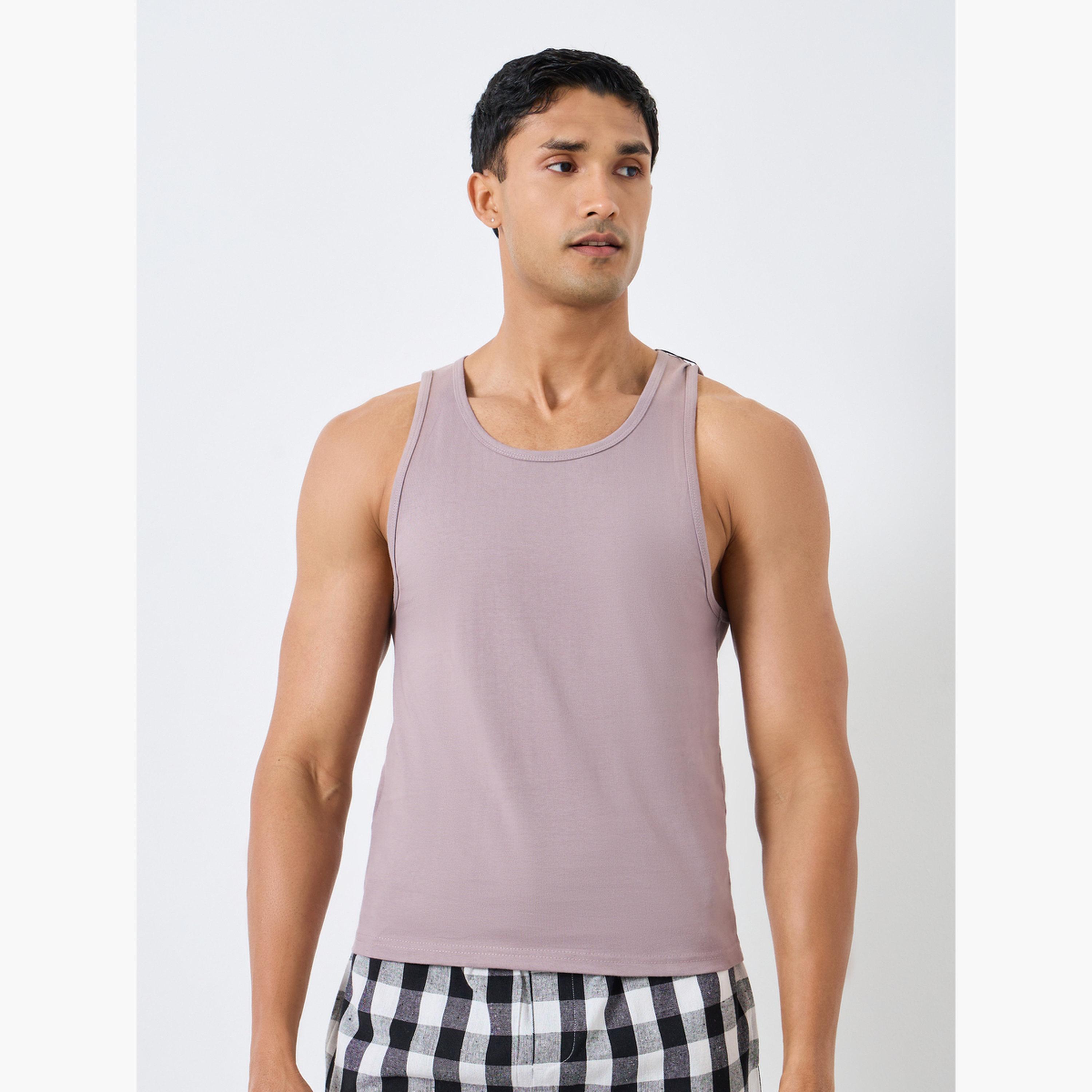 Styli Pack of 2 - Men Solid Cotton Tank-men-clothing-innerwear-vests-image-5
