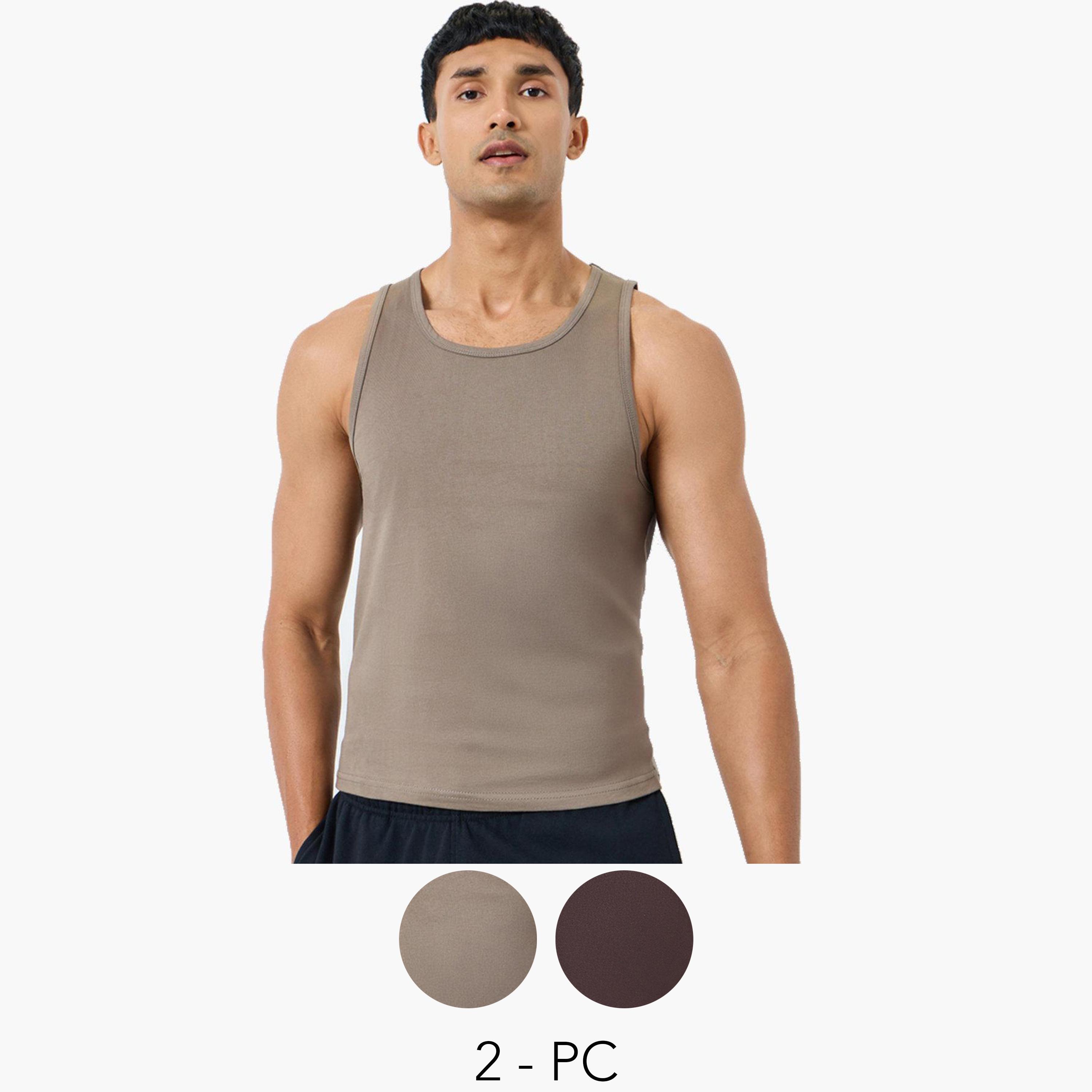 طقم من قطعتين - فانيلات رجالية قطنية-men-clothing-innerwear-vests-image-1