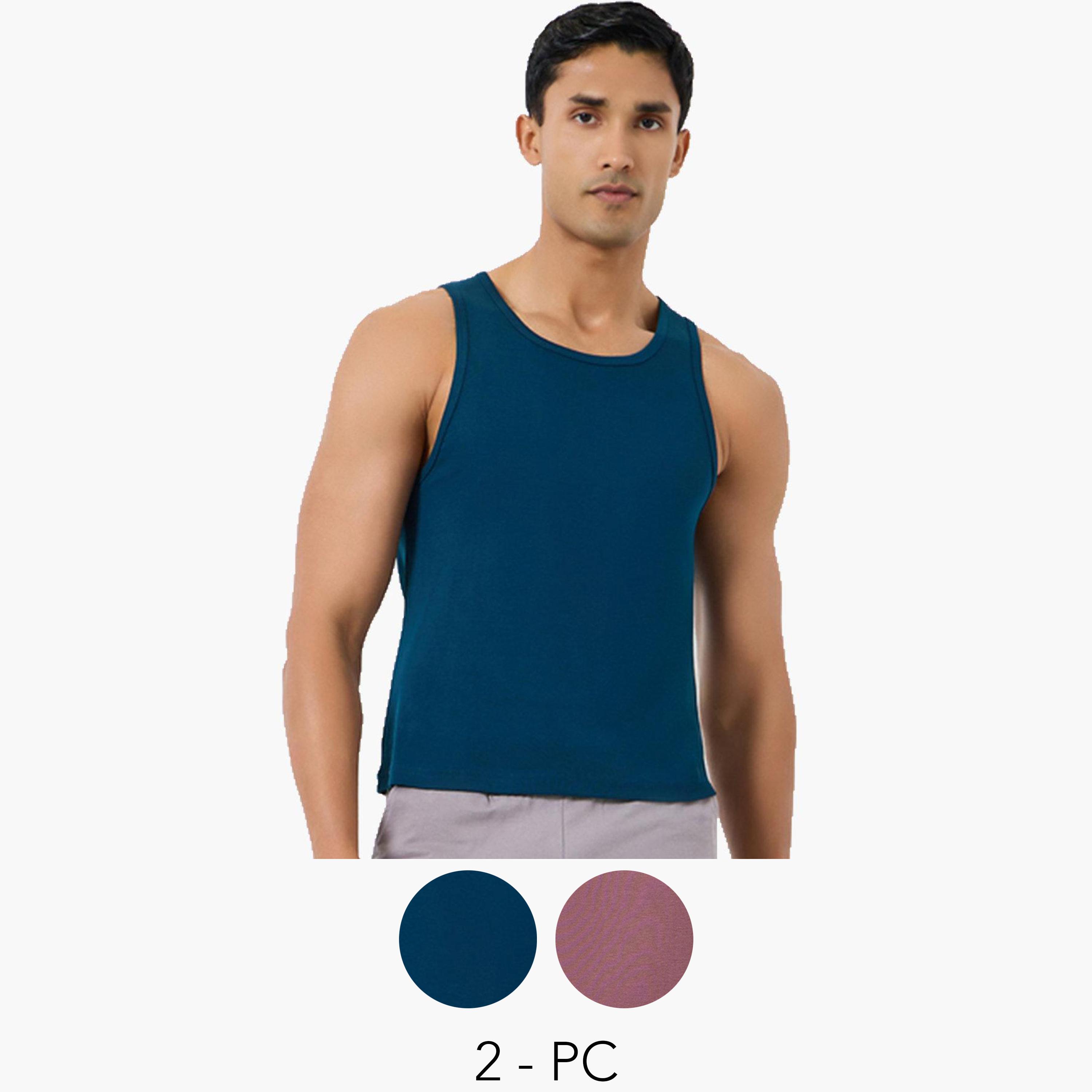 Styli Pack of 2 - Men Cotton Ribbed Vest-men-clothing-innerwear-vests-image-1