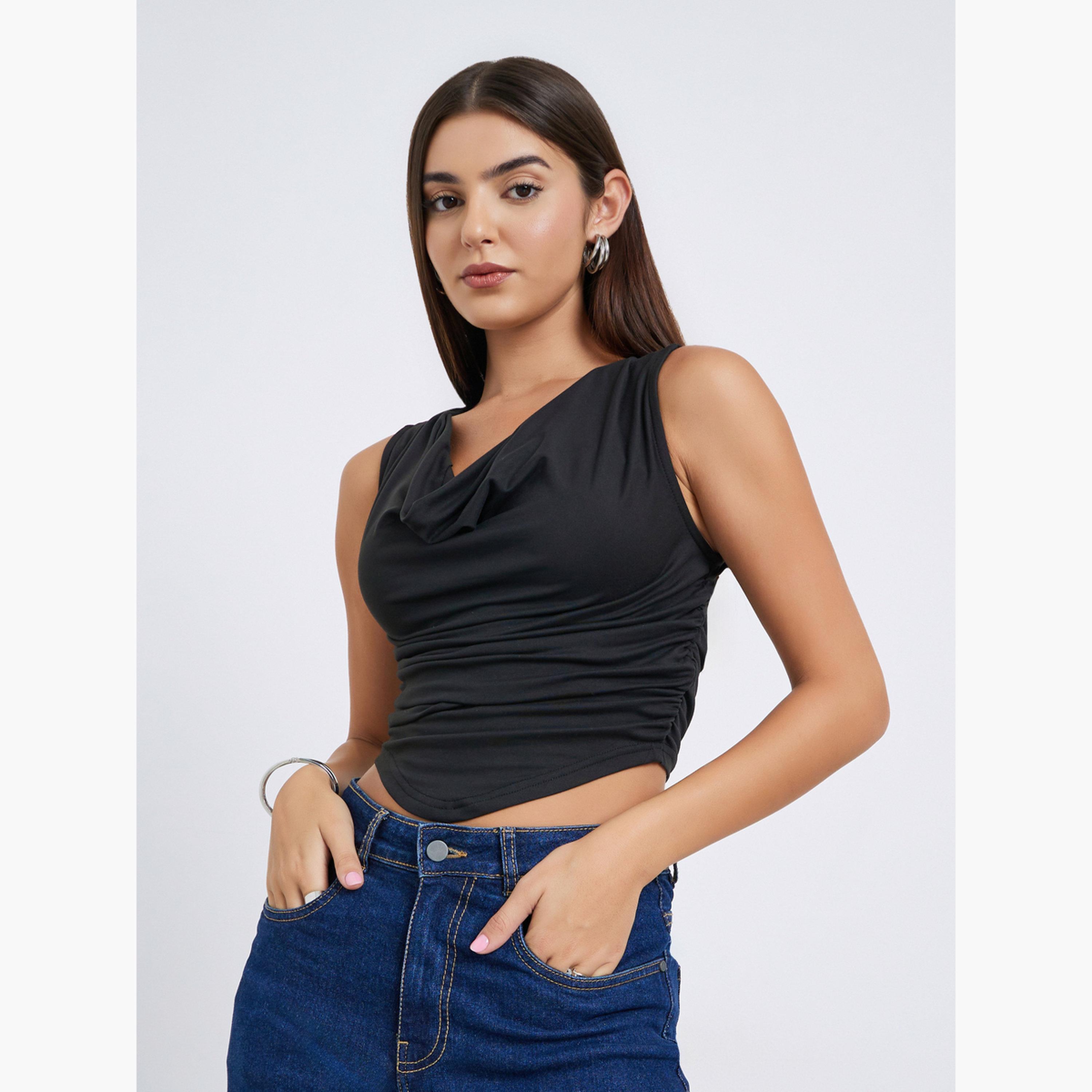 ستايلي - بلوزة بدون أكمام لون أسود-women-clothing-shirtsandblouses-blouses-image-1