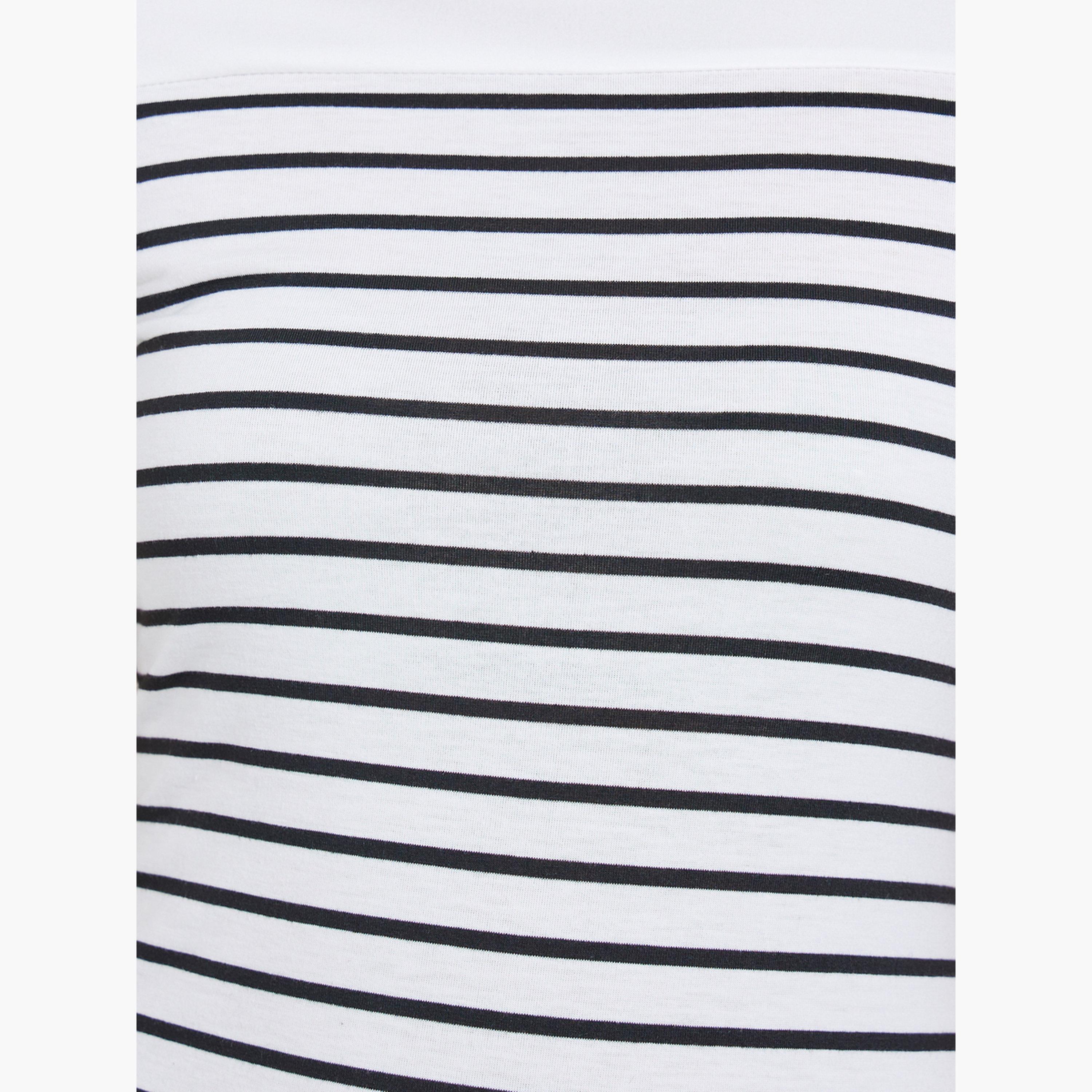Styli Back Knot Detail Striped Crew Neck Top-women-clothing-tshirts-image-4
