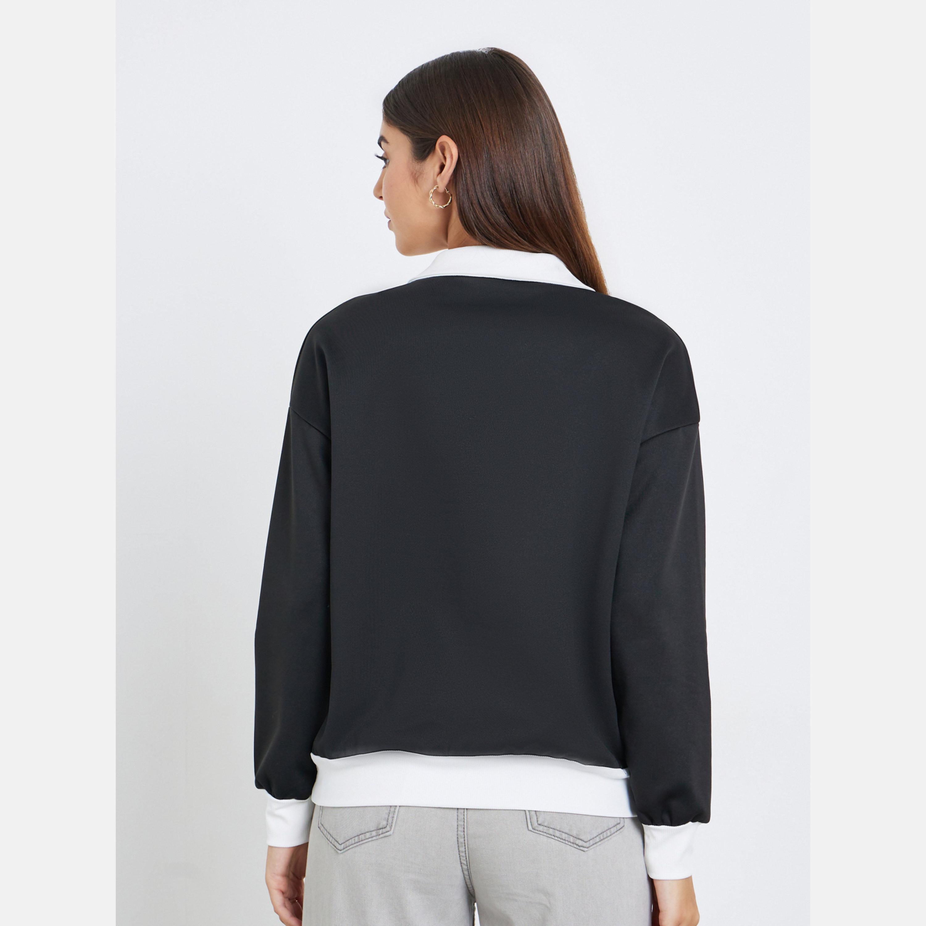 Styli Solid Collared Long Sleeves Women's Sweatshirt-women-winterwear-hoodiesandsweatshirts-sweatshirts-image-5