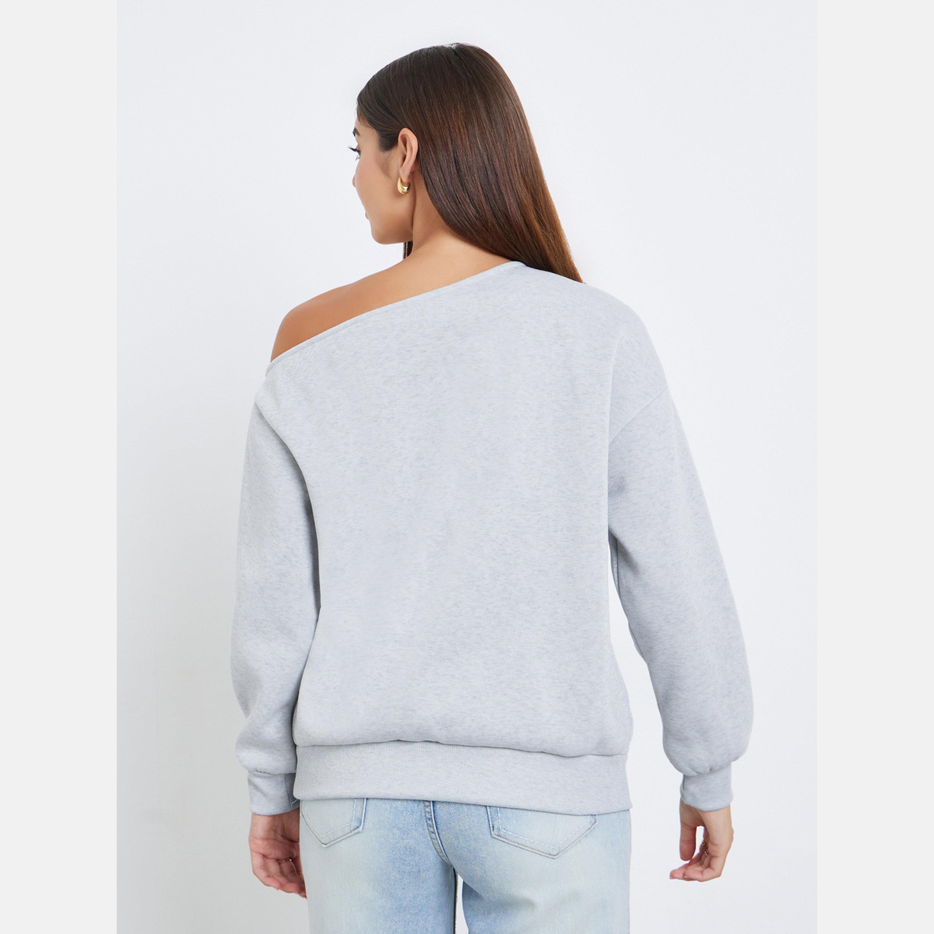 Styli Slogan Printed Asymmetric Neck Long Sleeves Women's Sweatshirt-women-clothing-hoodiesandsweatshirts-sweatshirts-image-5