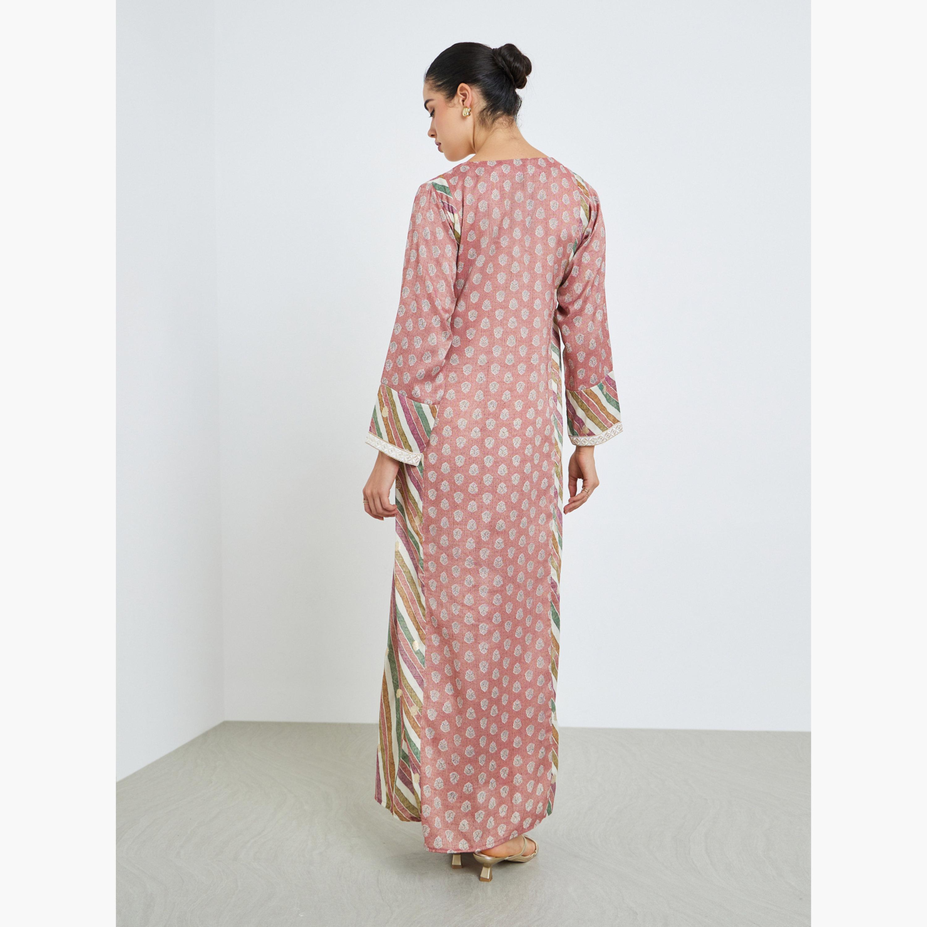 جلابية مطرزة بحافة واسعة للنساء-women-arabicclothing-jalabiyas-image-5