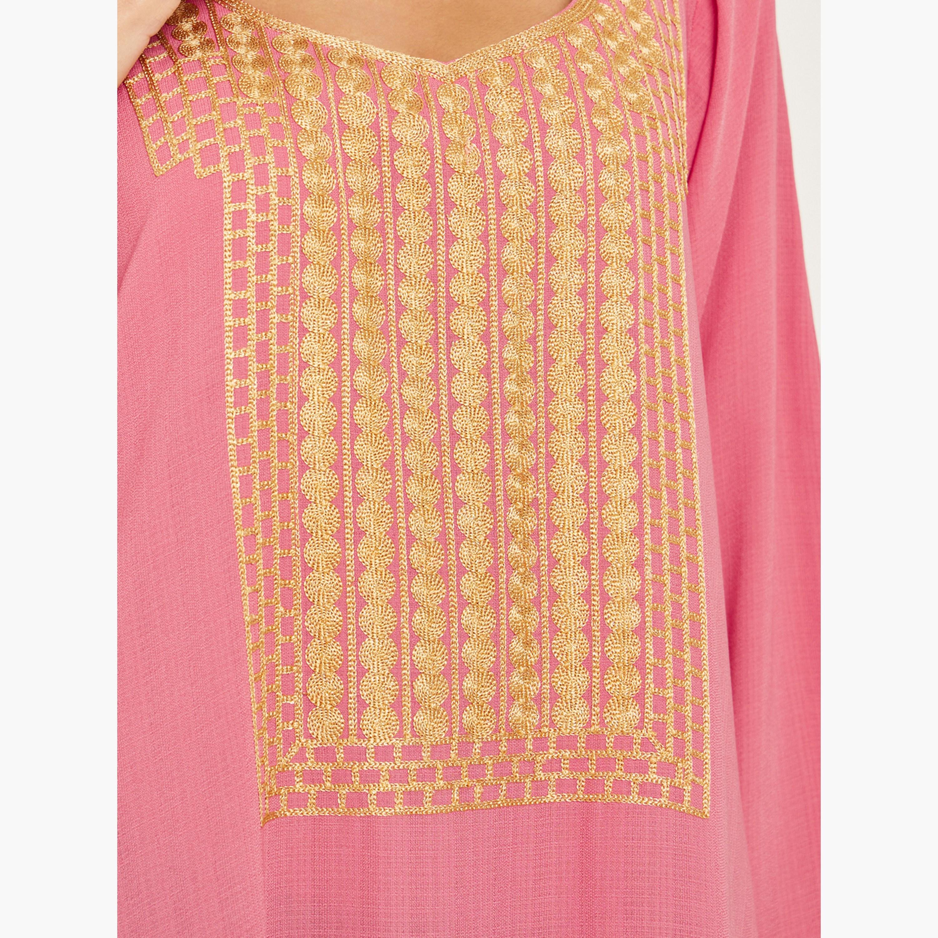 Styli Women Pink Embroidered Jalabiya-women-arabicclothing-jalabiyas-image-4