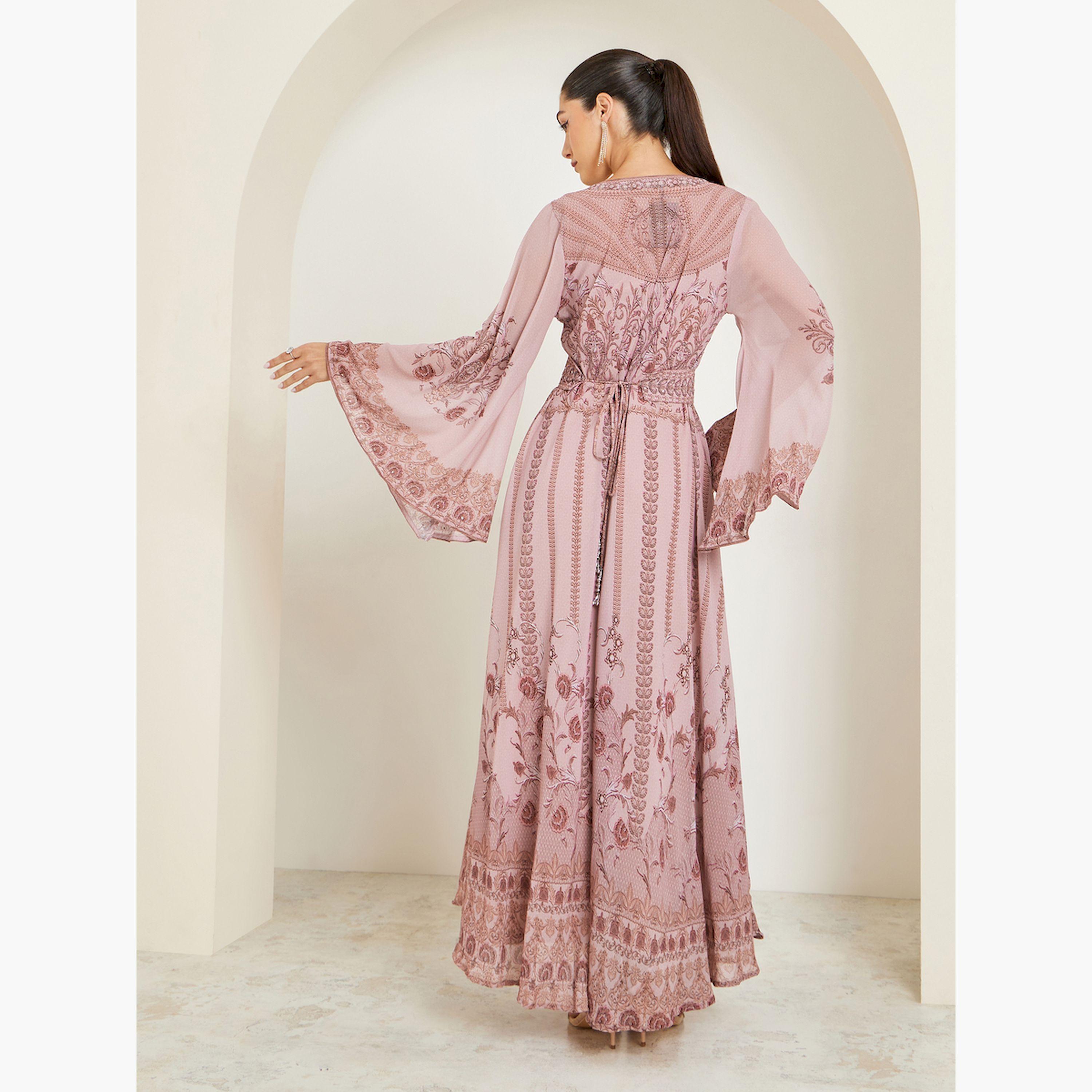 جلابية مطبعة بحافة واسعة وحزام-women-arabicclothing-jalabiyas-image-5