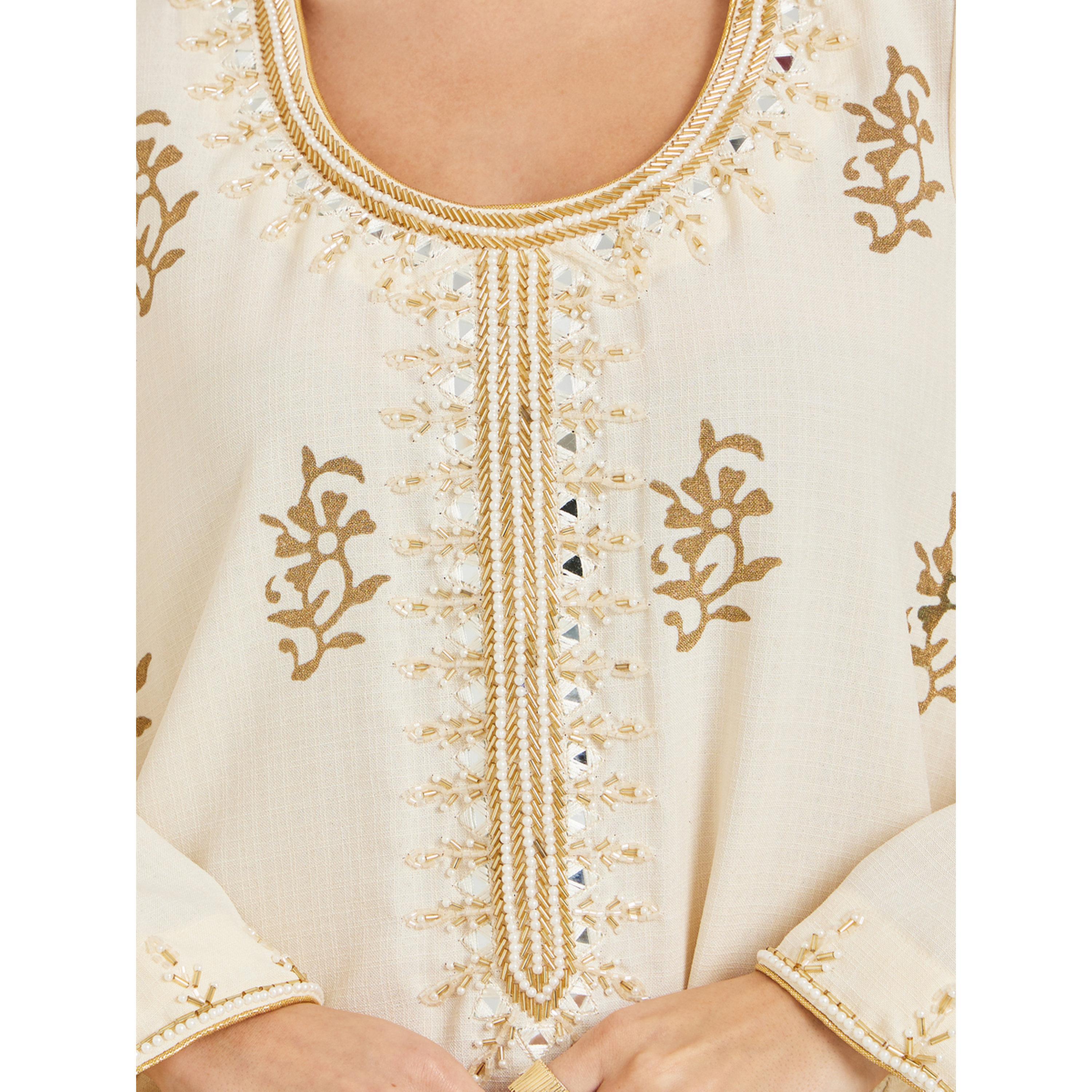 Styli Women Cream Embroidered A-Line Jalabiya-women-arabicclothing-jalabiyas-image-4