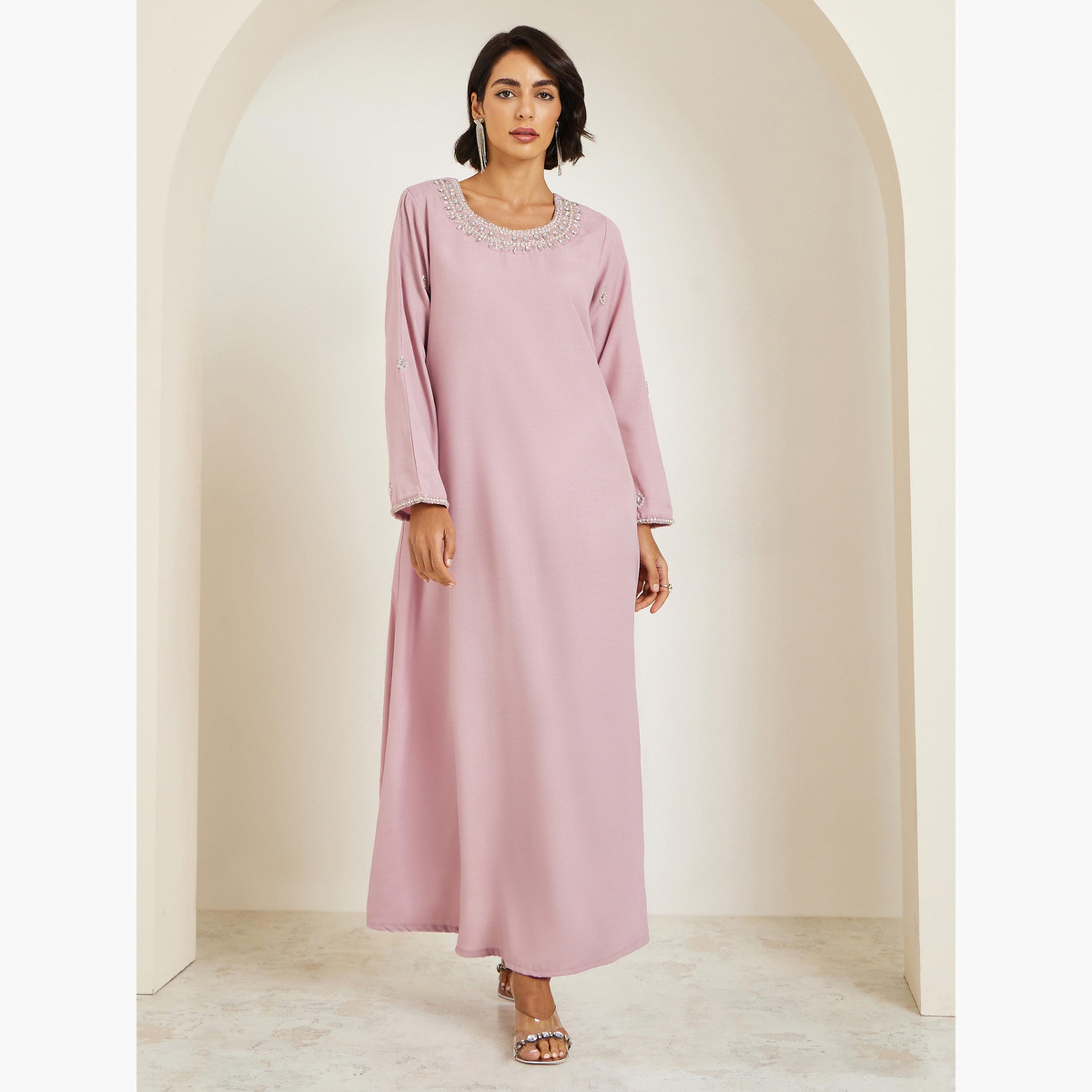جلابية مزينة بحافة واسعة-women-arabicclothing-jalabiyas-image-1