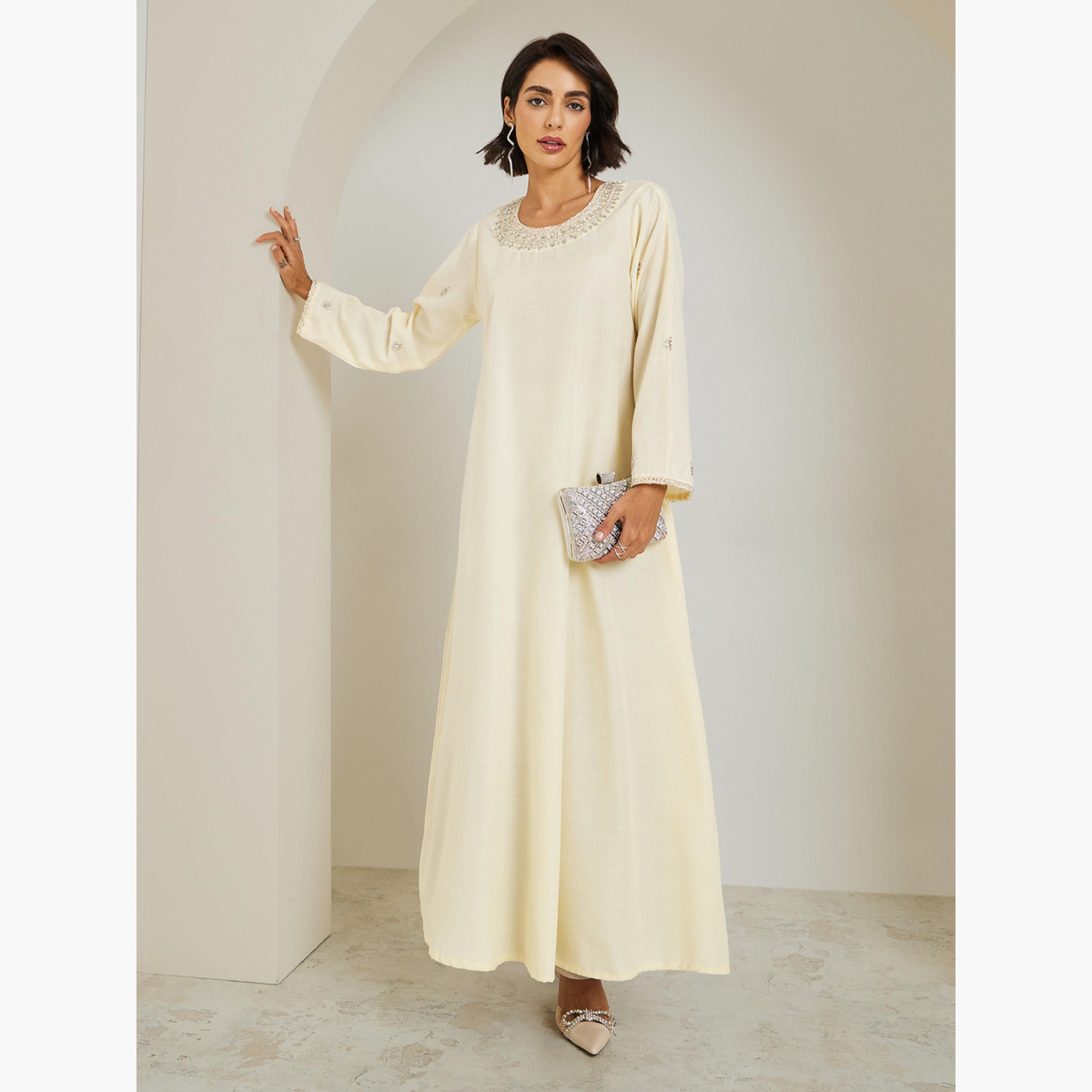 جلابية كتان مزينة-women-arabicclothing-jalabiyas-image-1