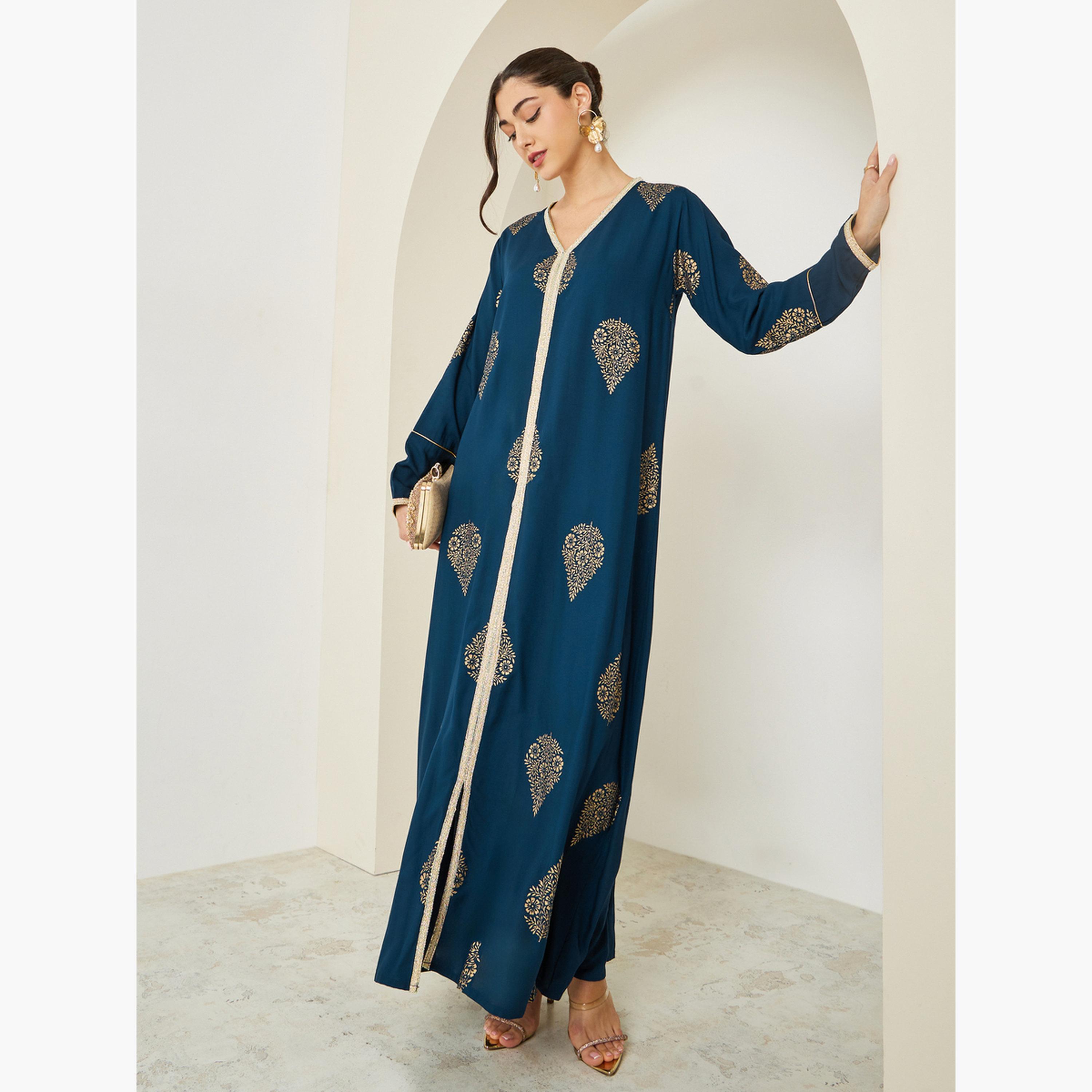 جلابية بحافة واسعة وطبعة فويل-women-arabicclothing-jalabiyas-image-3