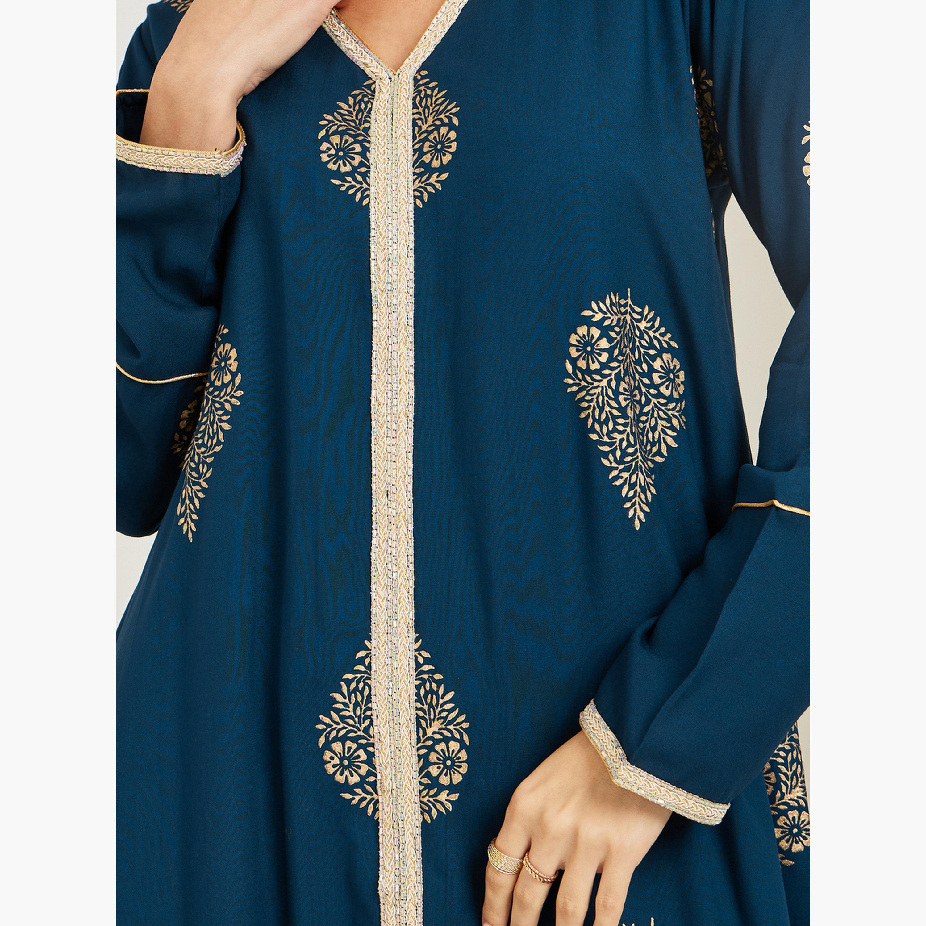 جلابية بحافة واسعة وطبعة فويل-women-arabicclothing-jalabiyas-image-4