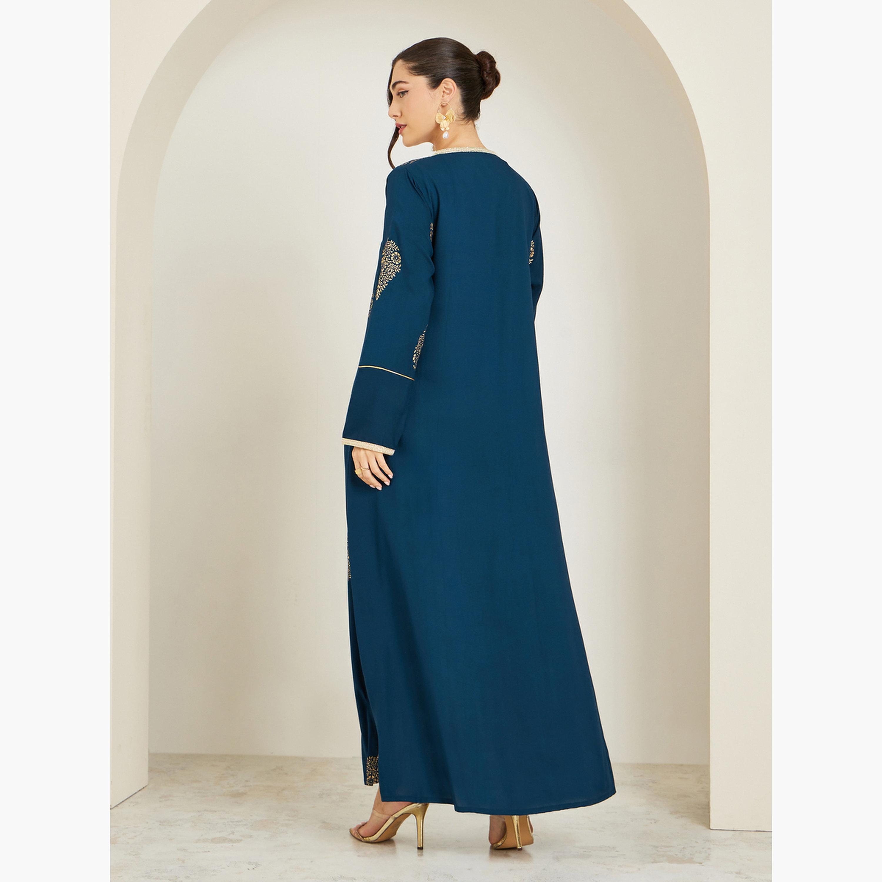 جلابية بحافة واسعة وطبعة فويل-women-arabicclothing-jalabiyas-image-5