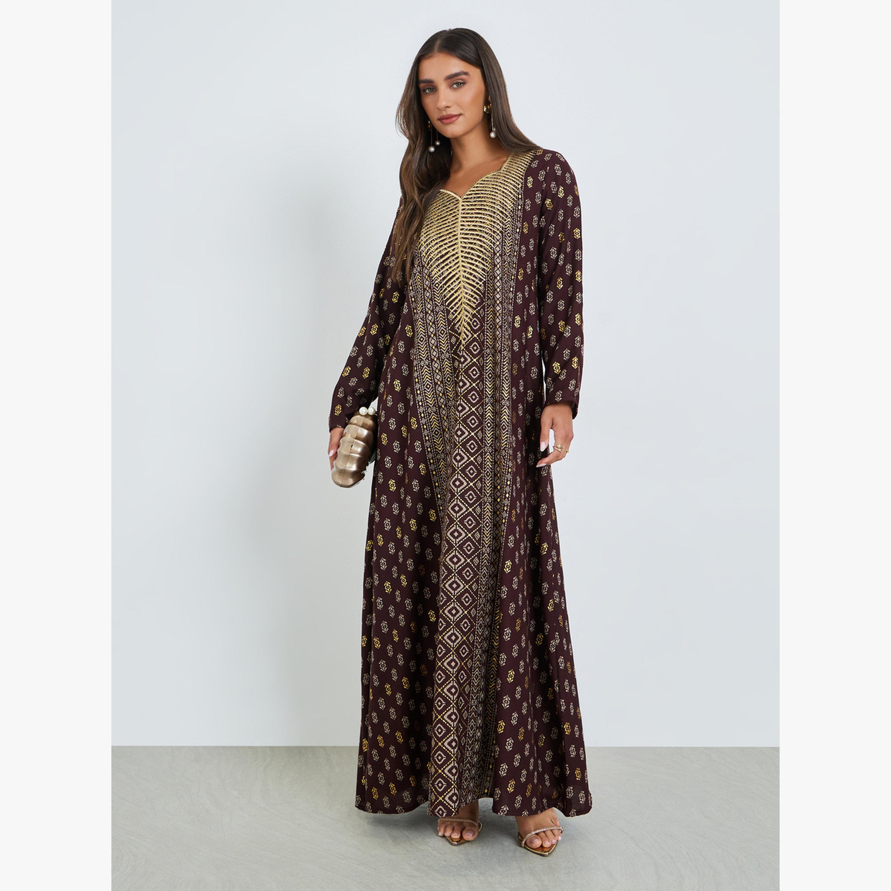 جلابية بطبعة فويل-women-arabicclothing-jalabiyas-image-1