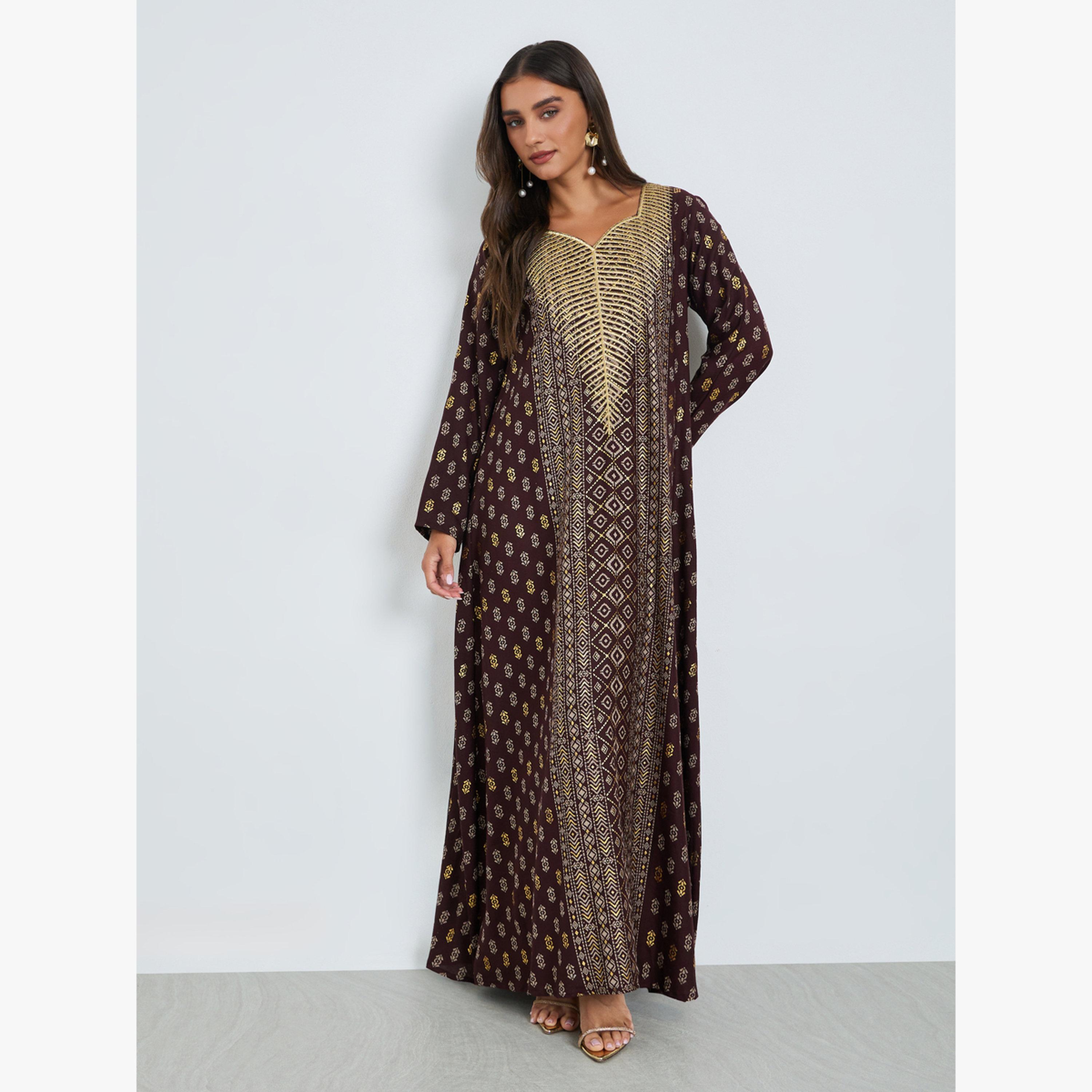 جلابية بطبعة فويل-women-arabicclothing-jalabiyas-image-3