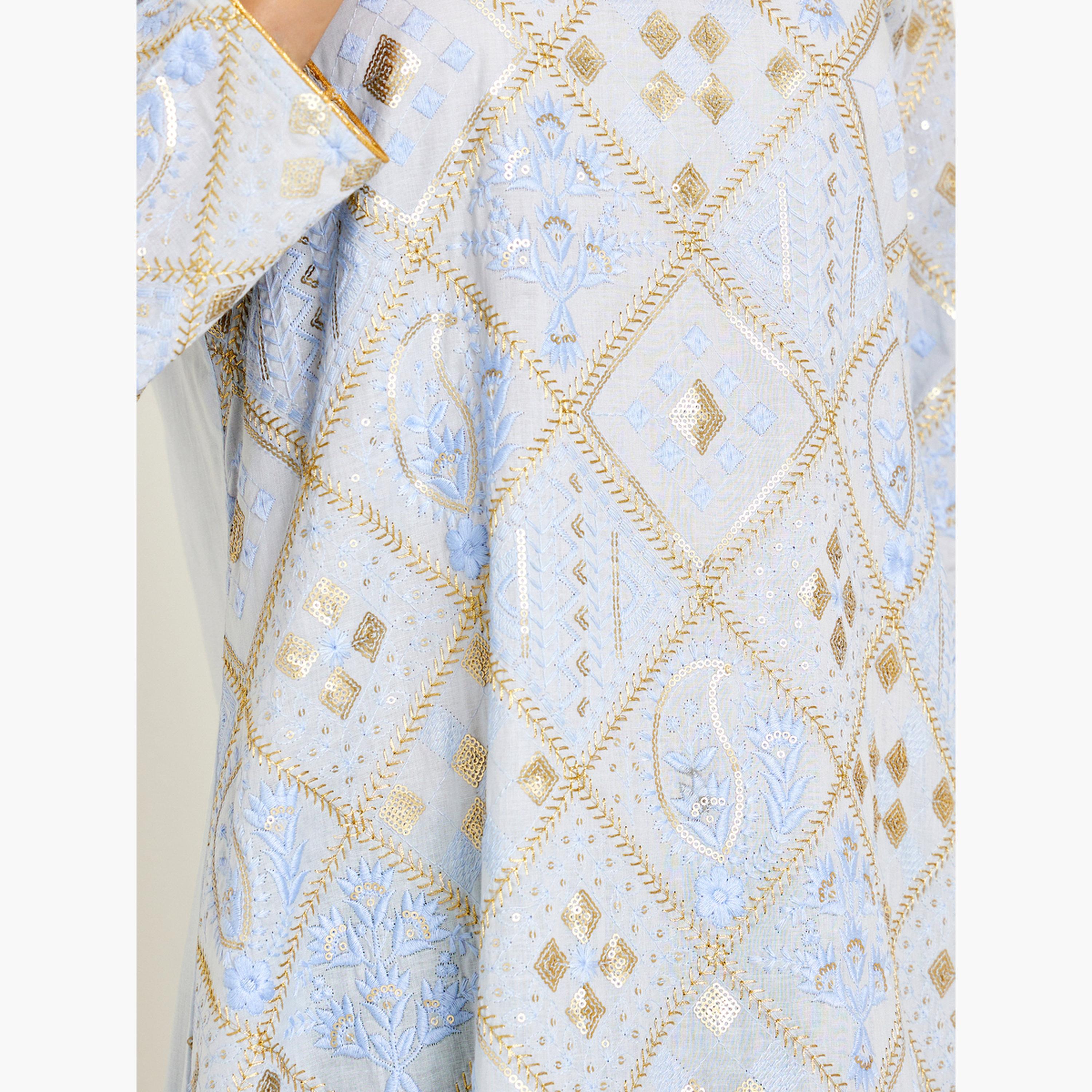 Styli Women Blue Embroidered Jalabiya-women-arabicclothing-jalabiyas-image-4