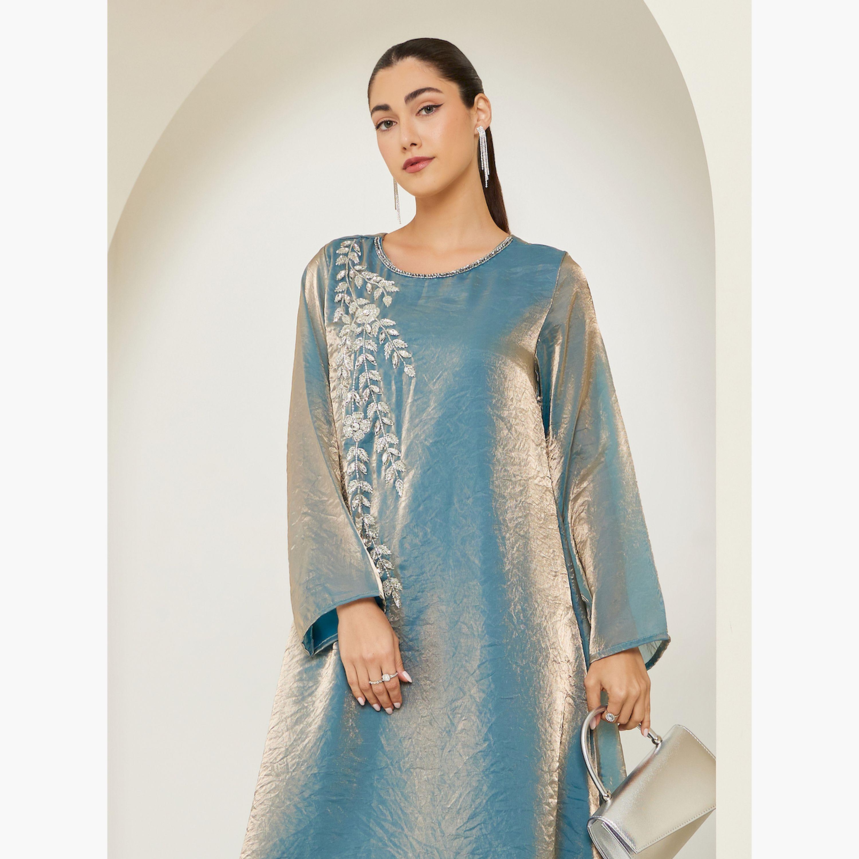 جلابية تيل مطرزة لامعة-women-arabicclothing-jalabiyas-image-2