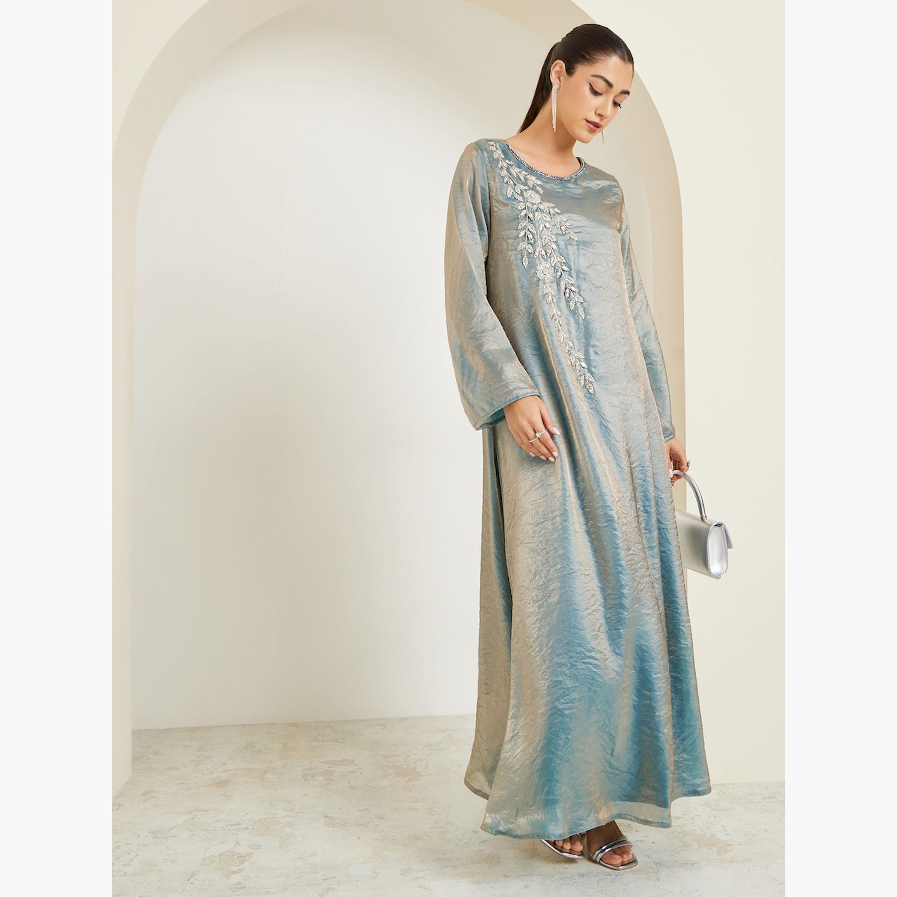 جلابية تيل مطرزة لامعة-women-arabicclothing-jalabiyas-image-3