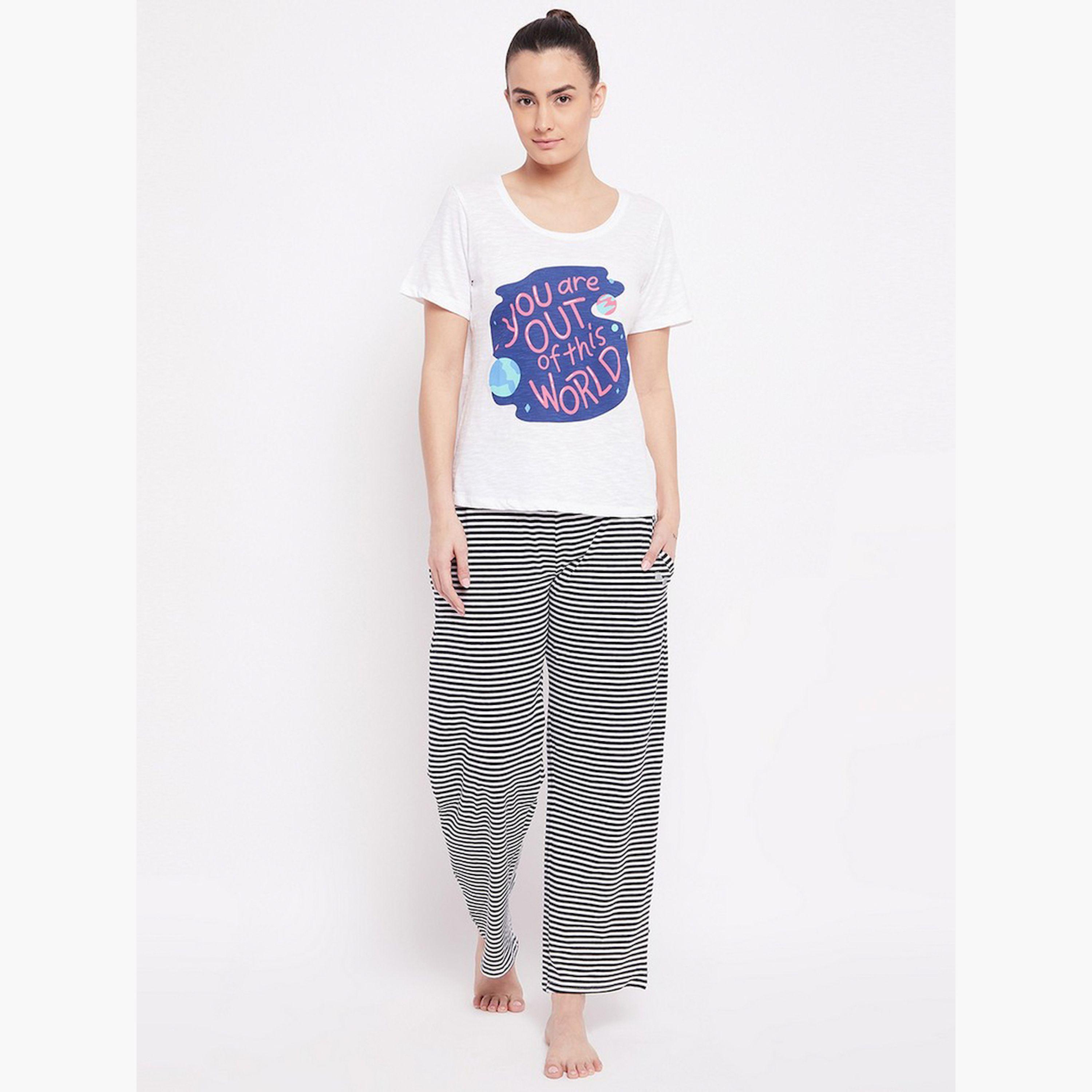 Take Two Cotton Graphic Print T-Shirt and Pyjama Set-women-clothing-nightwear-pyjamas-longsets-image-1