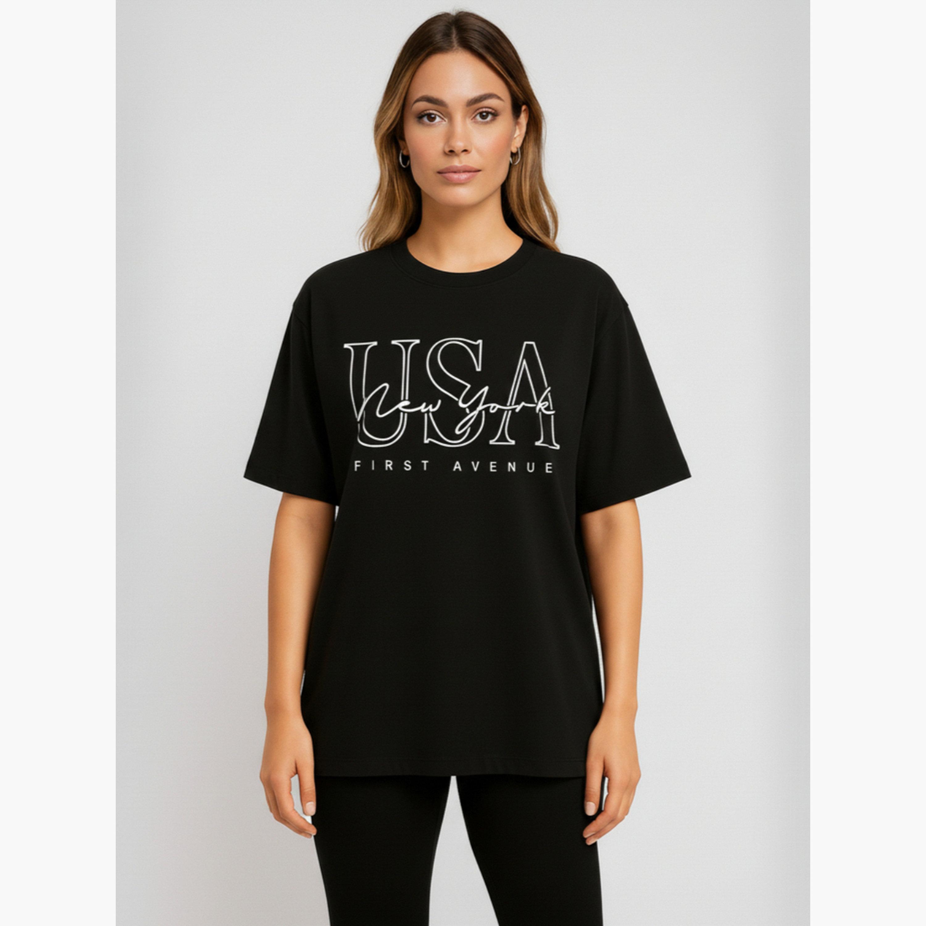 PAUSE Women Black Graphic Print T-Shirt-women-clothing-tshirts-image-1