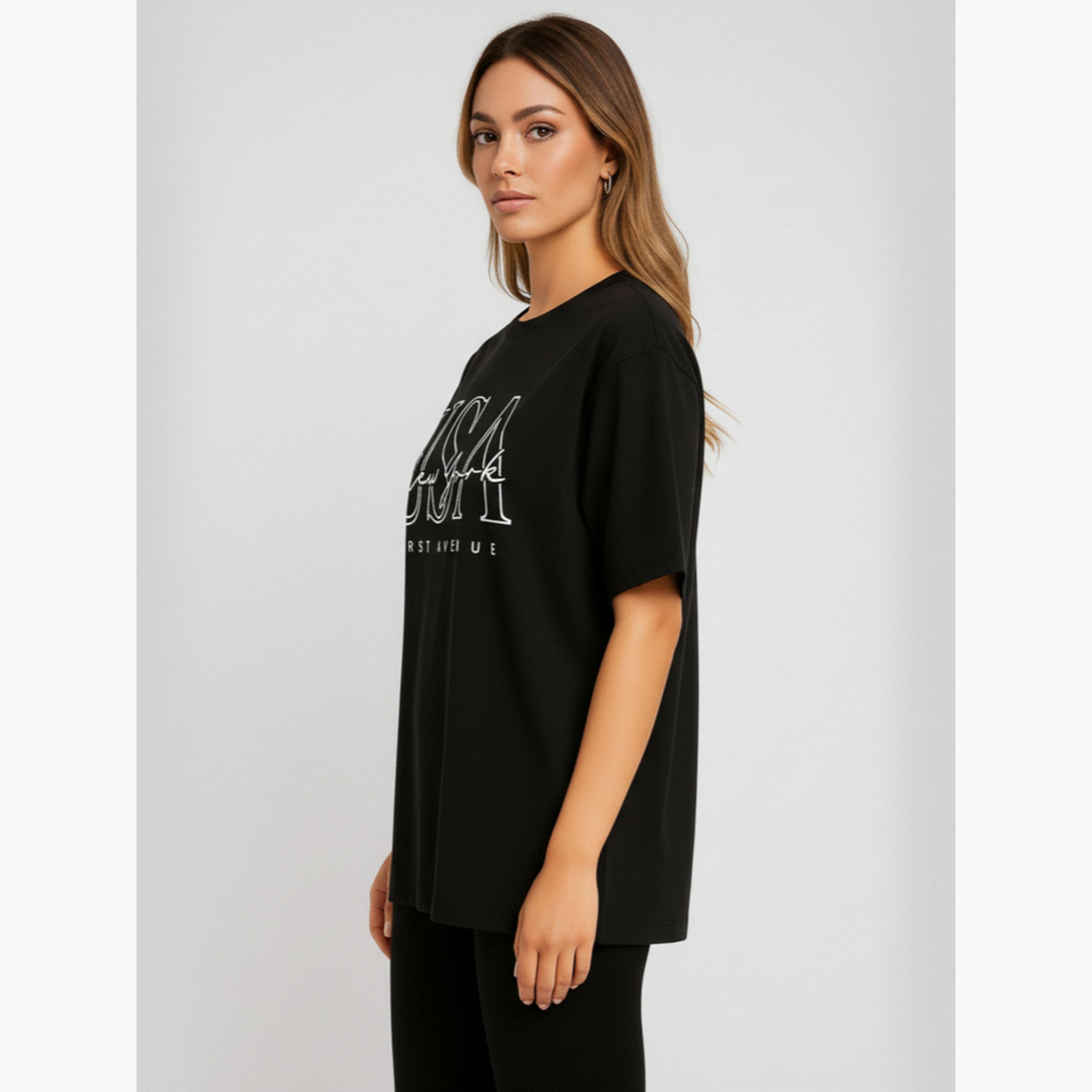 PAUSE Women Black Graphic Print T-Shirt-women-clothing-tshirts-image-3