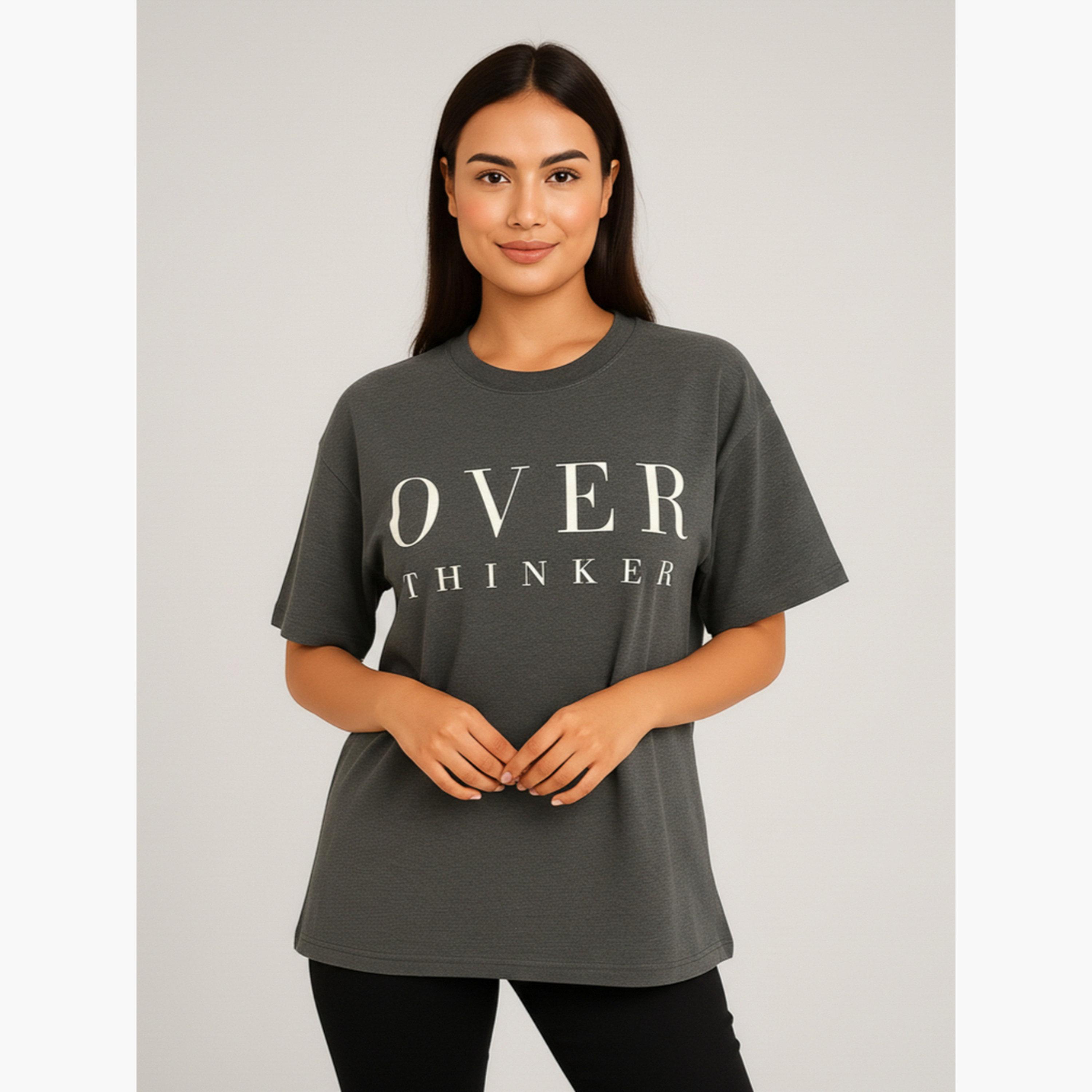 PAUSE Women Grey Graphic Print T-Shirt-women-clothing-tshirts-image-1