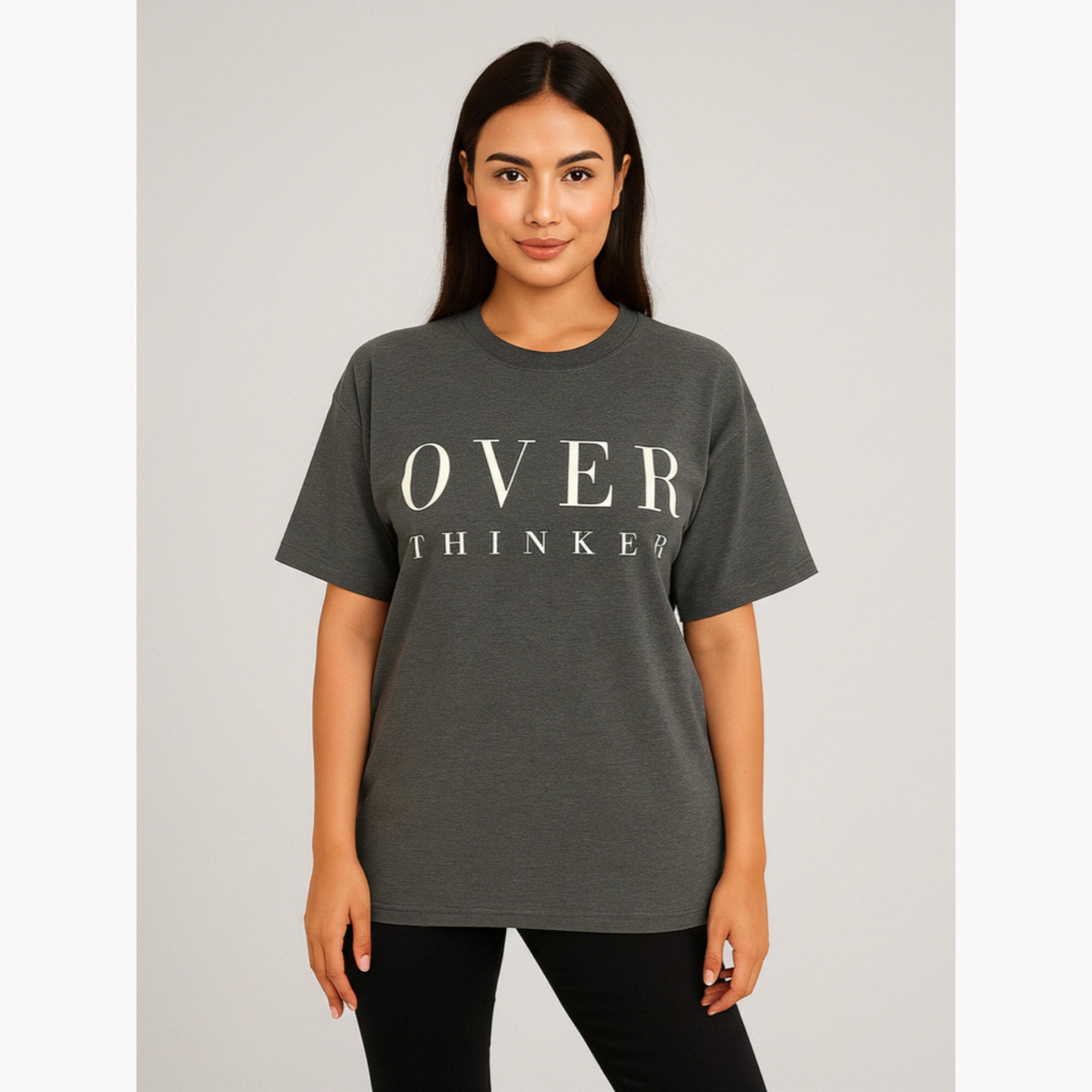 PAUSE Women Grey Graphic Print T-Shirt-women-clothing-tshirts-image-2