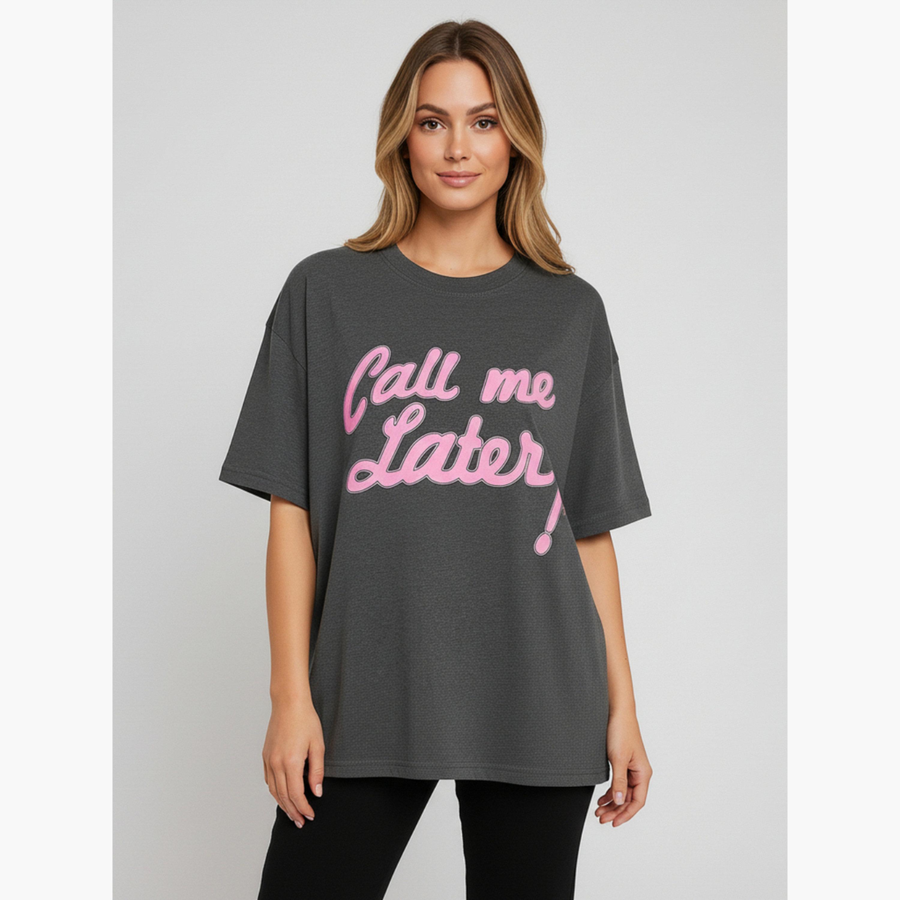 PAUSE Women Grey Graphic Print T-Shirt-women-clothing-tshirts-image-1