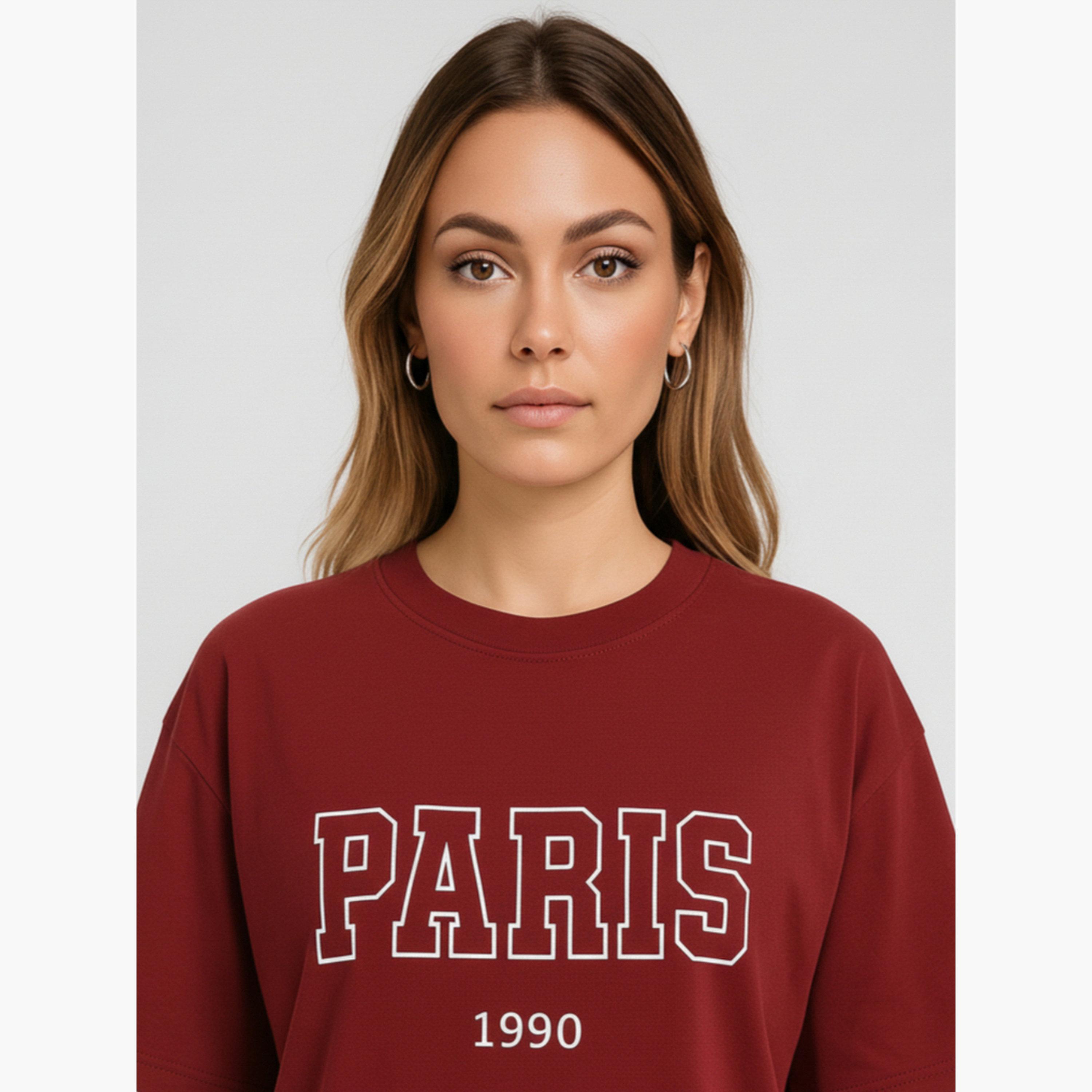 PAUSE Women Maroon Paris Graphic Print T-Shirt-women-clothing-tshirts-image-6