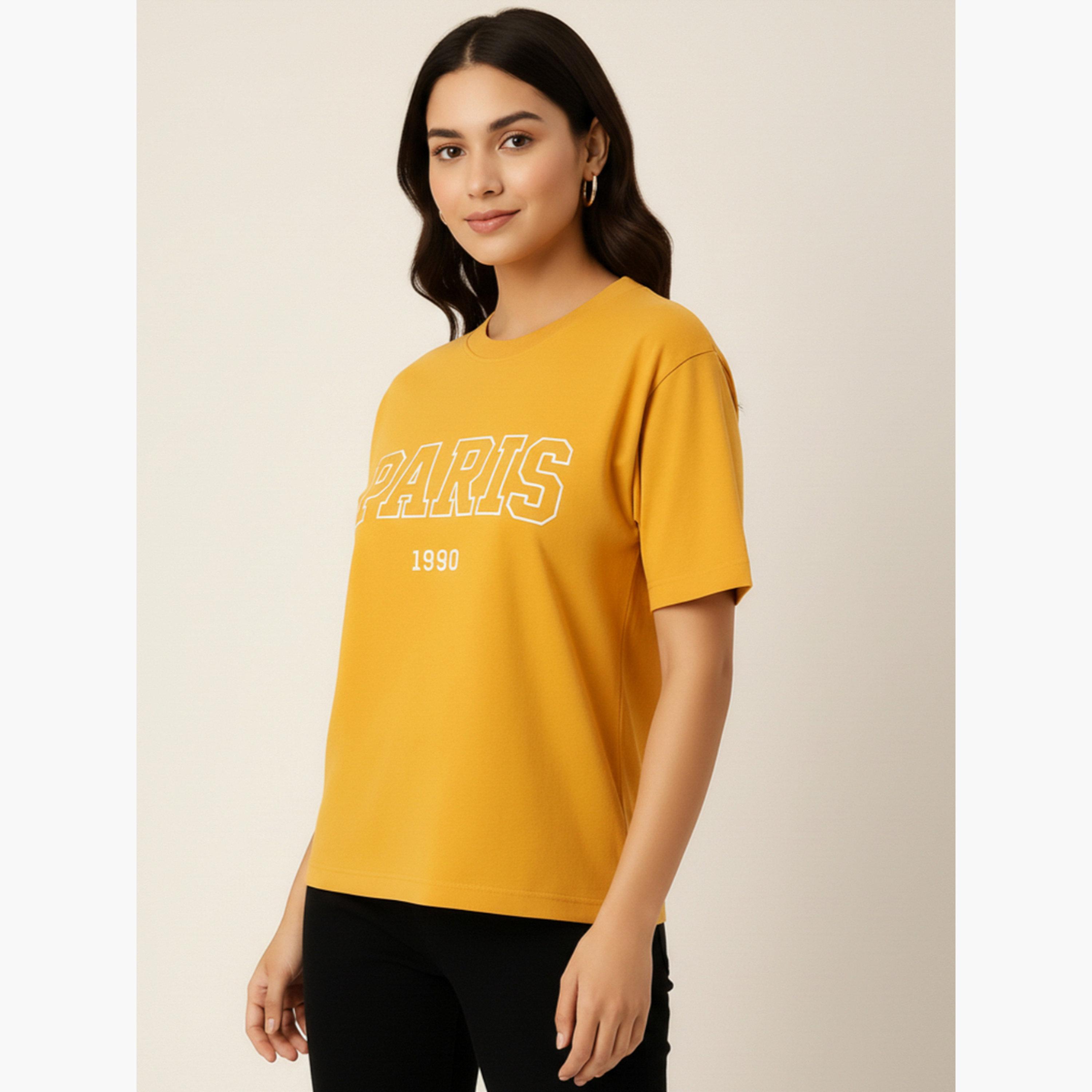 PAUSE Women Mustard Yellow Paris Graphic T-Shirt-women-clothing-tshirts-image-4