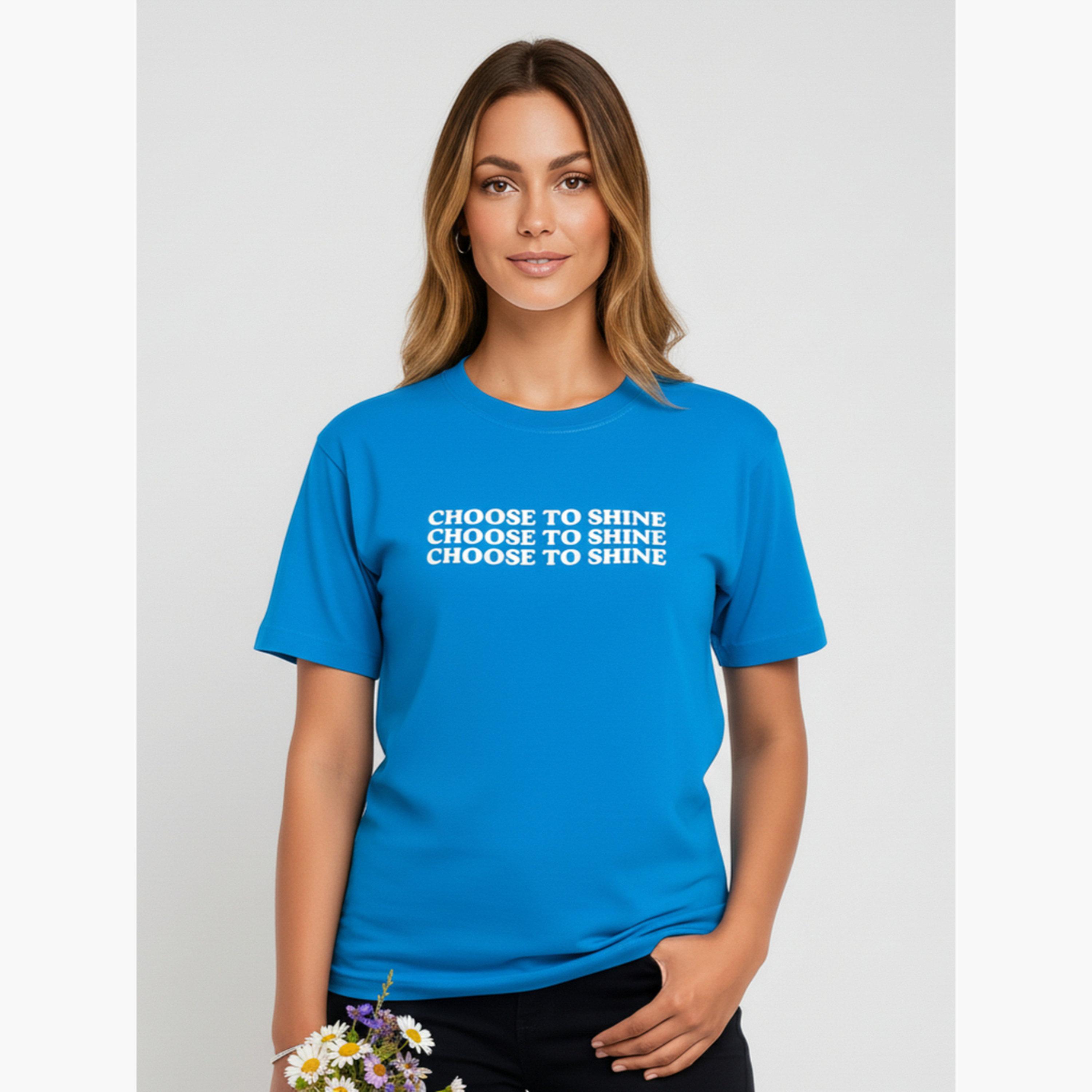 PAUSE Women Blue Slogan Print T-Shirt-women-clothing-tshirts-image-3