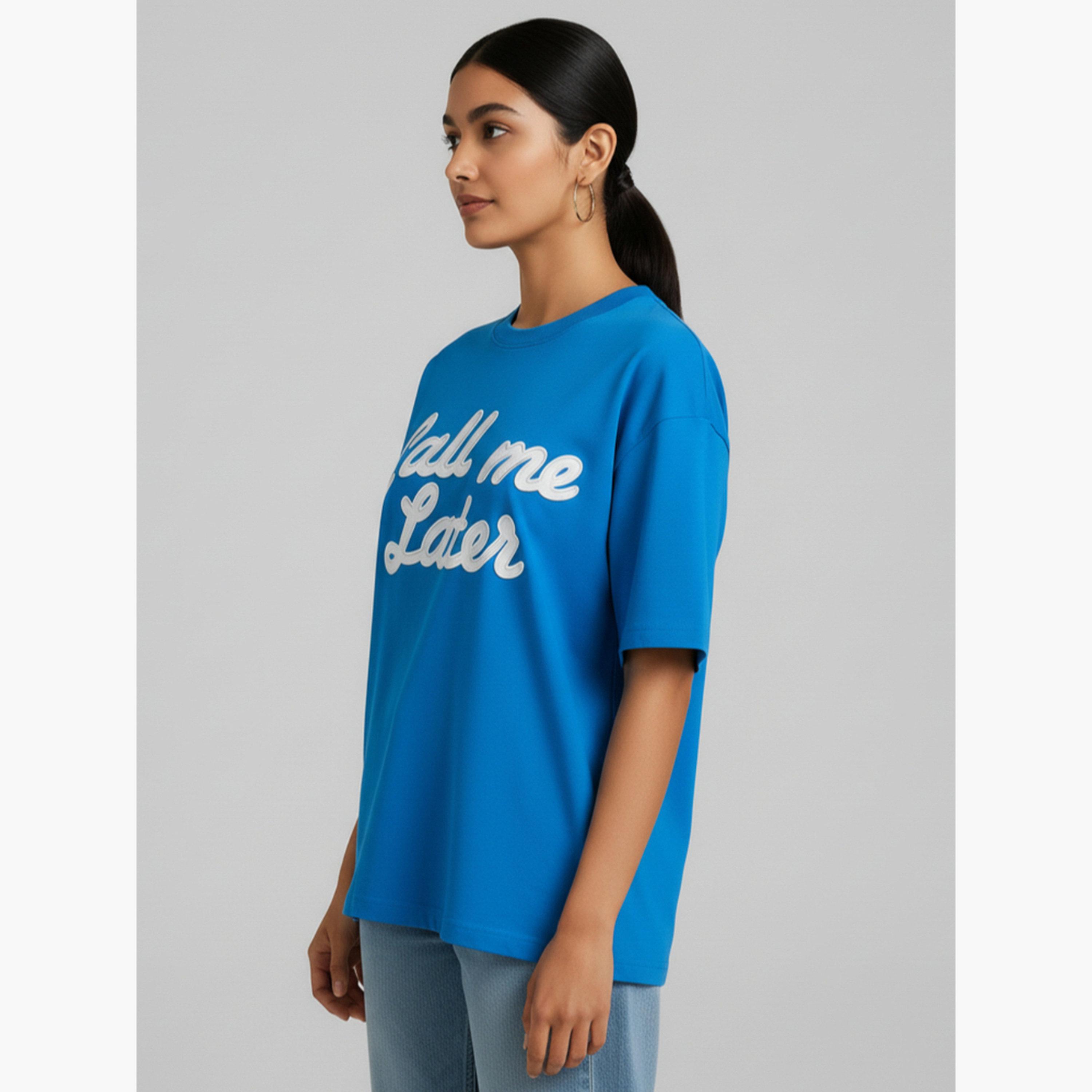 PAUSE Women Blue Graphic Print T-Shirt-women-clothing-tshirts-image-5