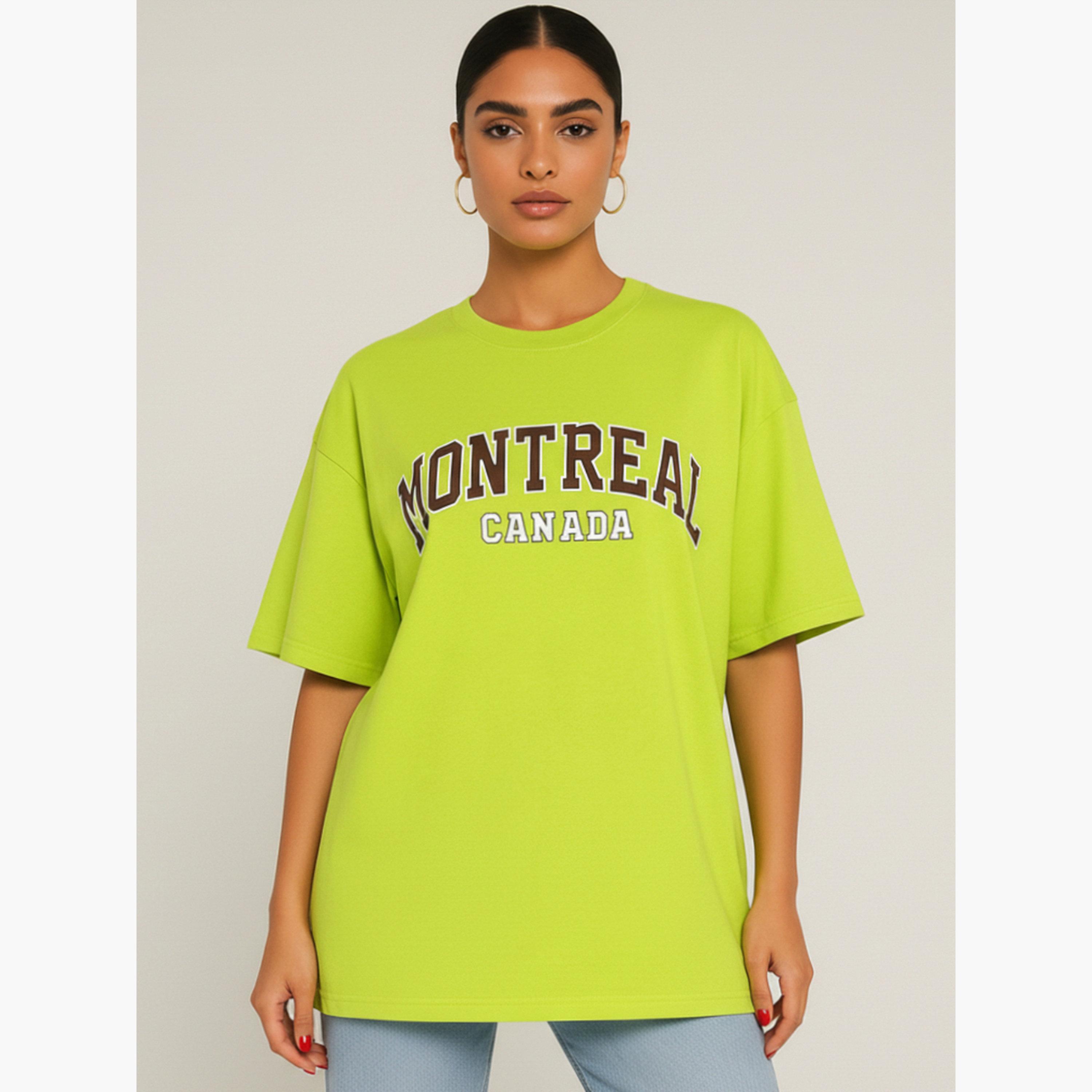 تيشيرت نيون مطبوع بقصة عادية-women-clothing-tshirts-image-3