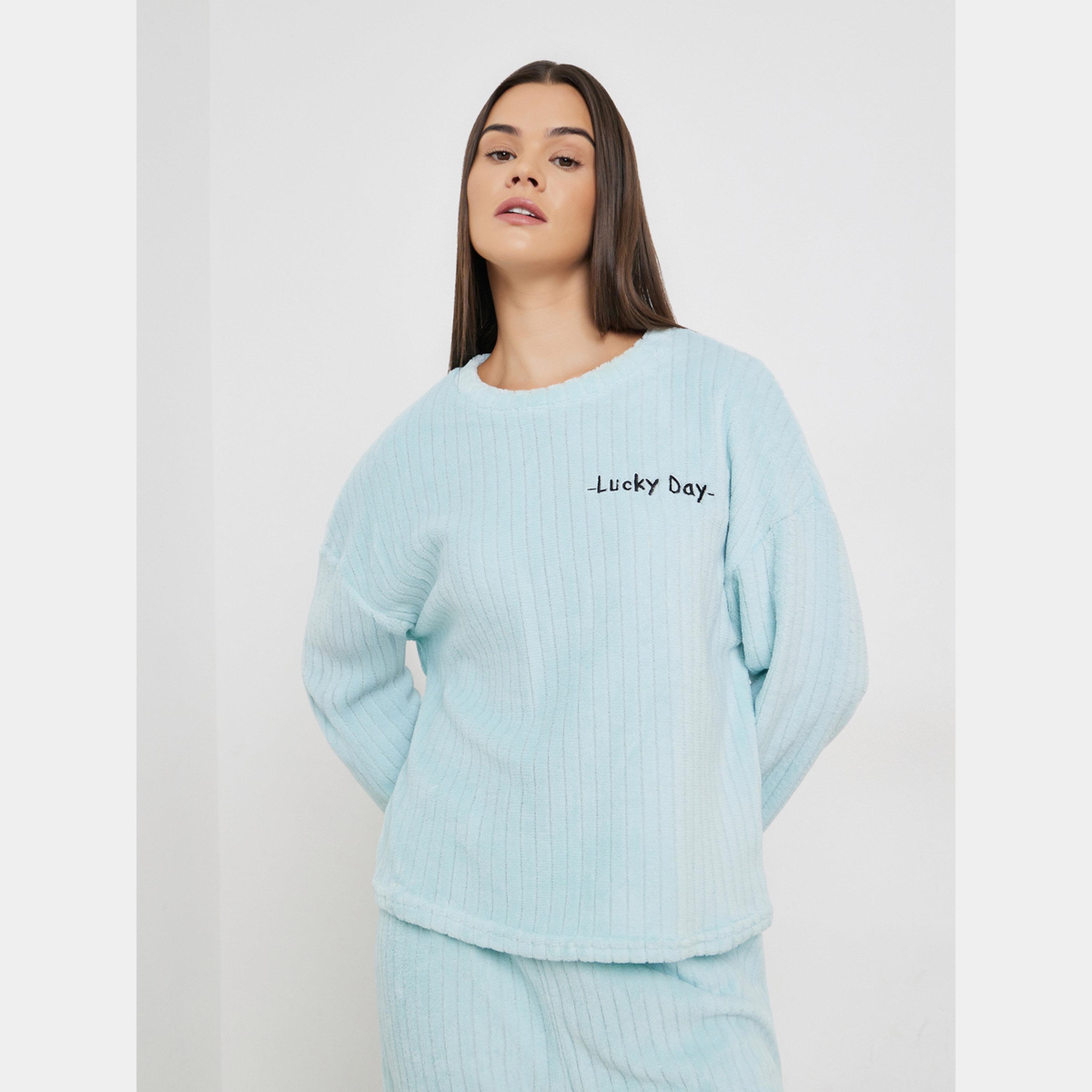 ستايلي - بيجاما قميص صوف المخطط لون أزرق بأكمام طويلة-women-clothing-nightwear-pyjamas-longsets-image-2