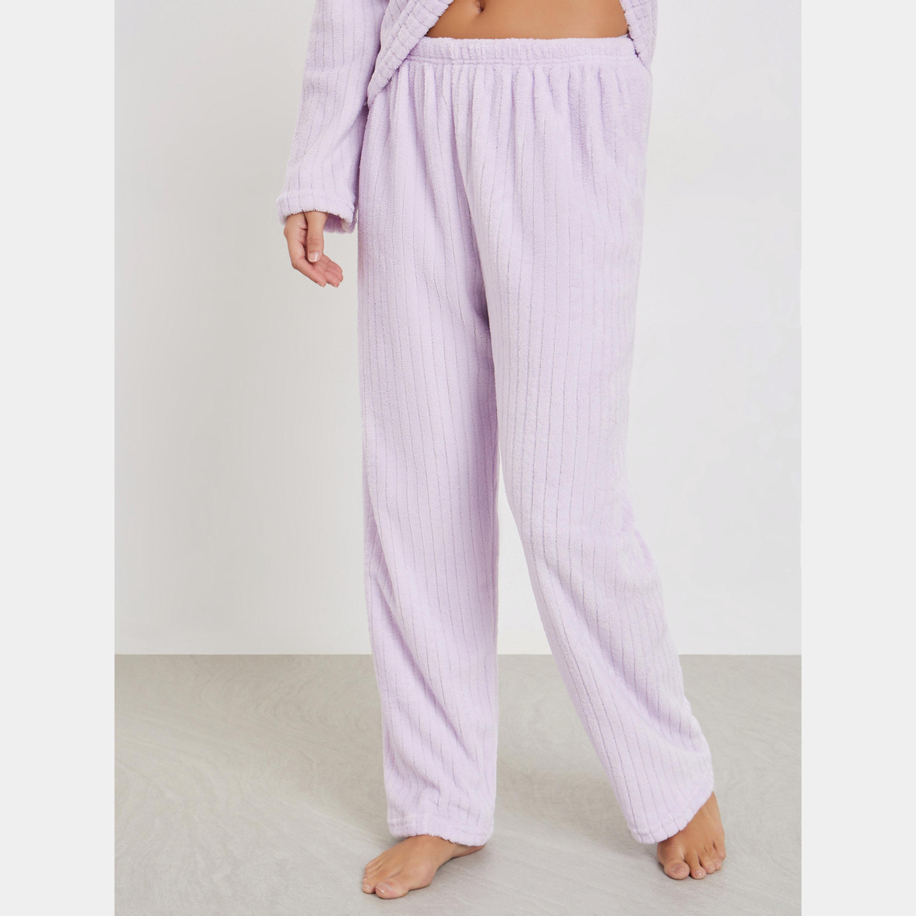 ستايلي - بيجاما قميص صوف المخطط بأكمام طويلة باللون البنفسجي-women-clothing-nightwear-pyjamas-longsets-image-3
