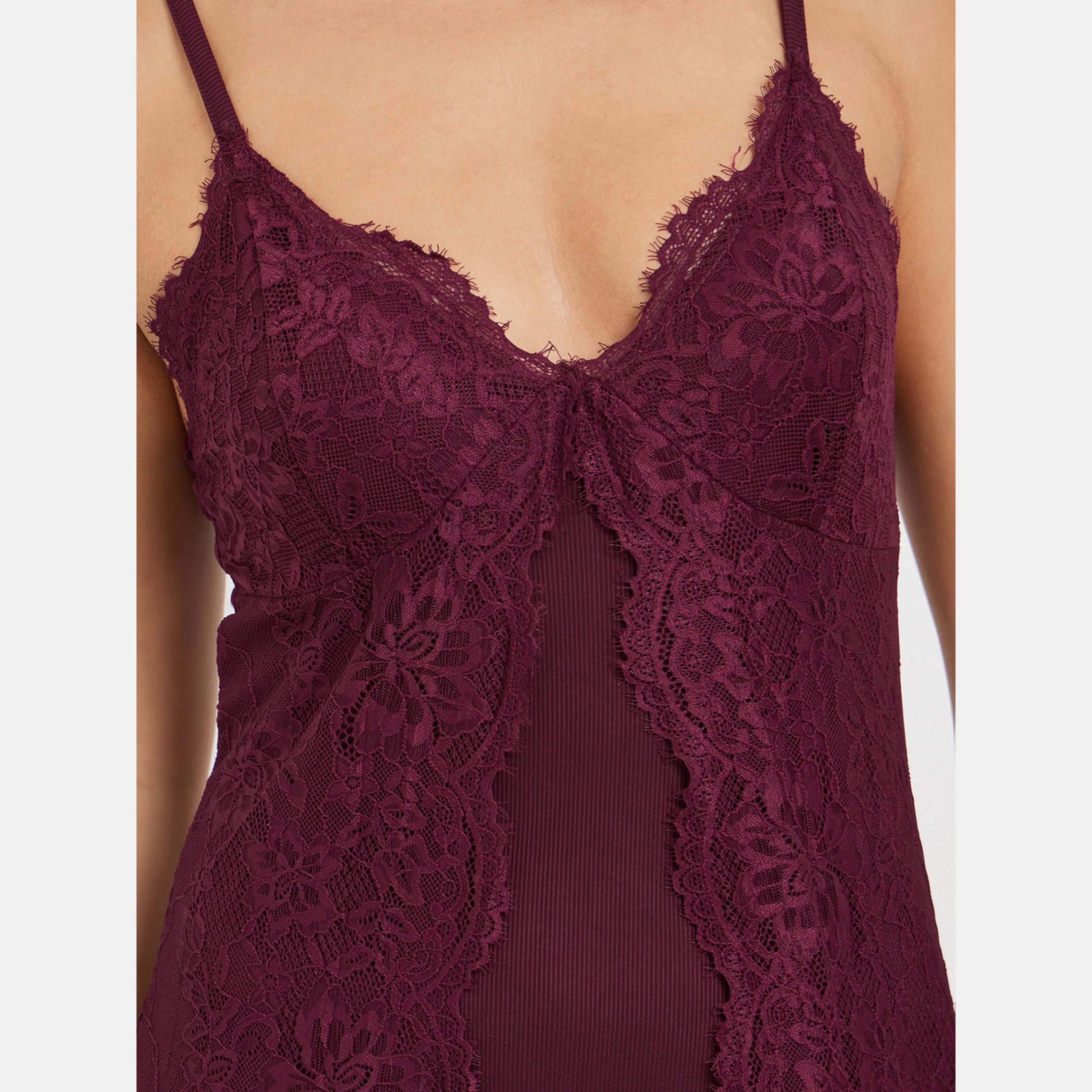 ستايلي - فستان برغندي بأشرطة من الدانتيل-women-clothing-nightwear-nighties-image-3