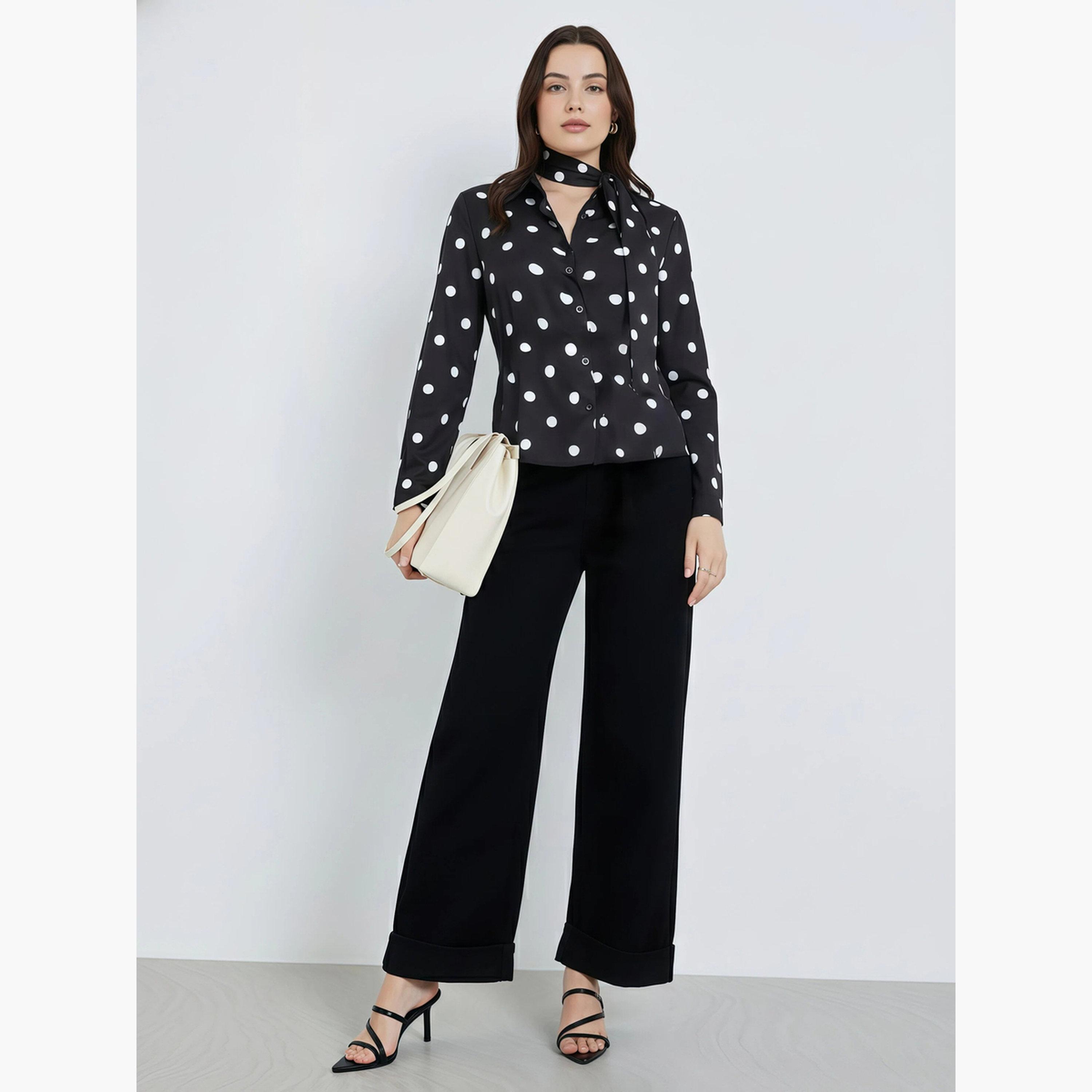قميص برباط خصر وطبعة بولكا-women-clothing-shirtsandblouses-blouses-image-2