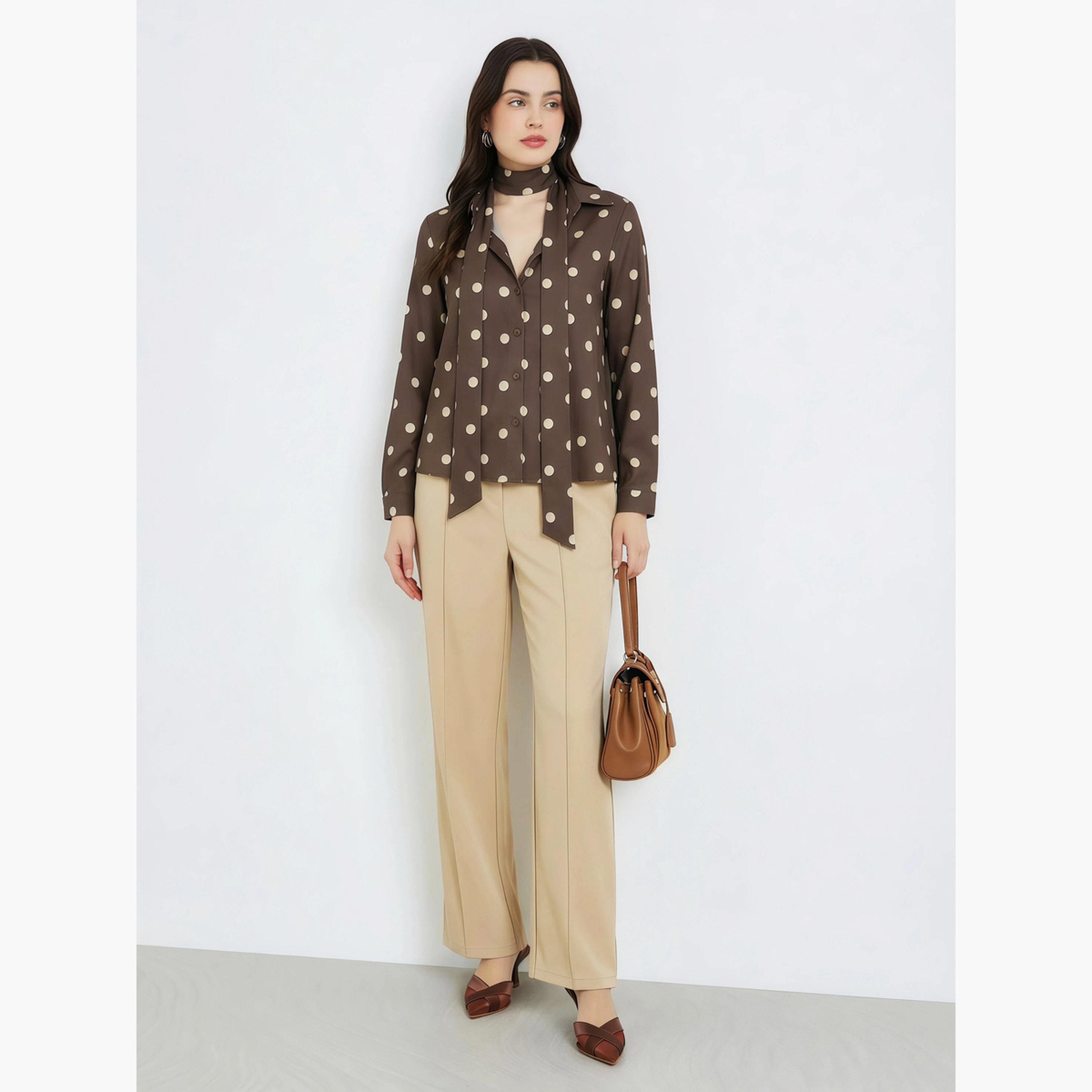 قميص برباط خصر وطبعة بولكا-women-clothing-shirtsandblouses-blouses-image-2