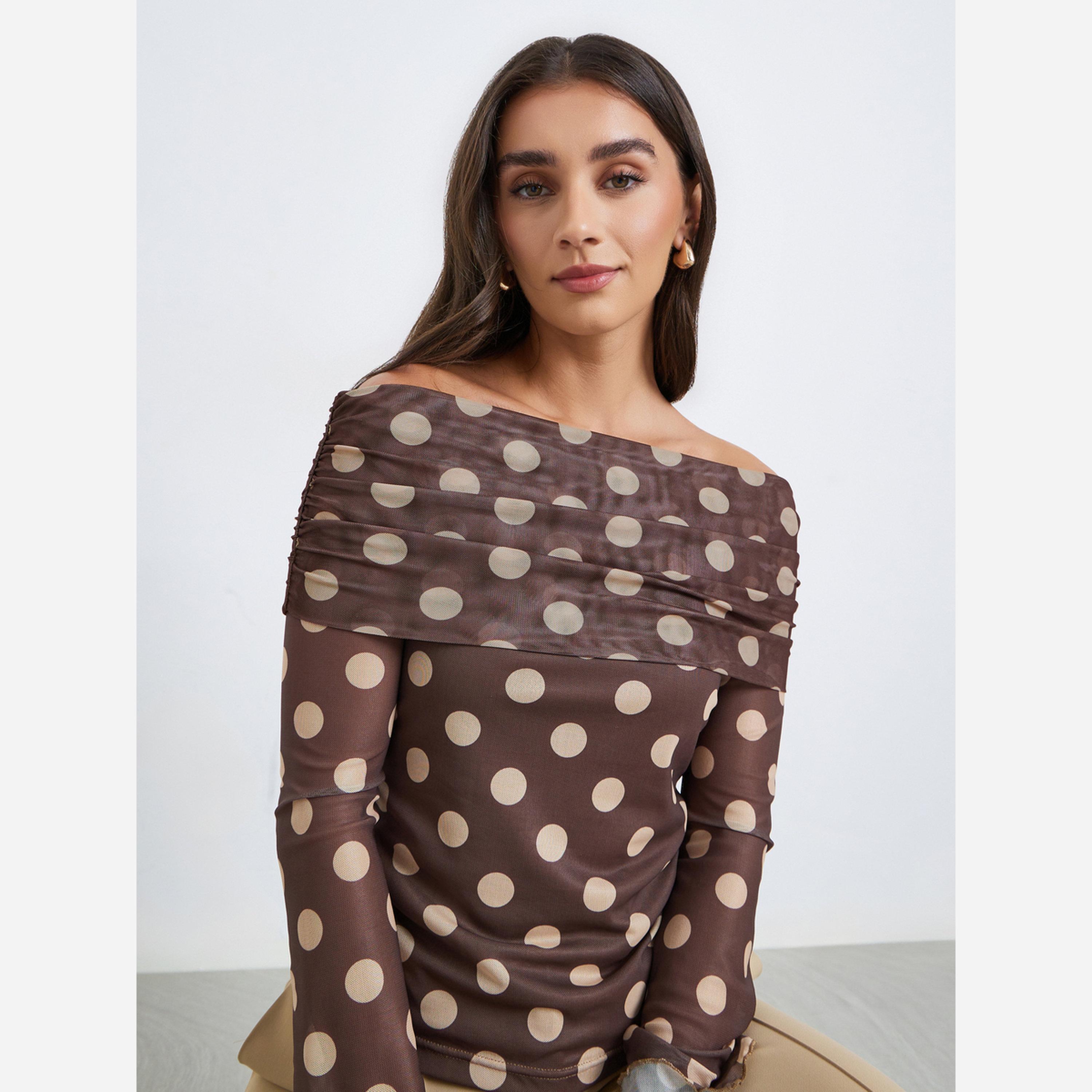 Styli Women Off-Shoulder Polka Dot Mesh Top-women-clothing-shirtsandblouses-blouses-image-3
