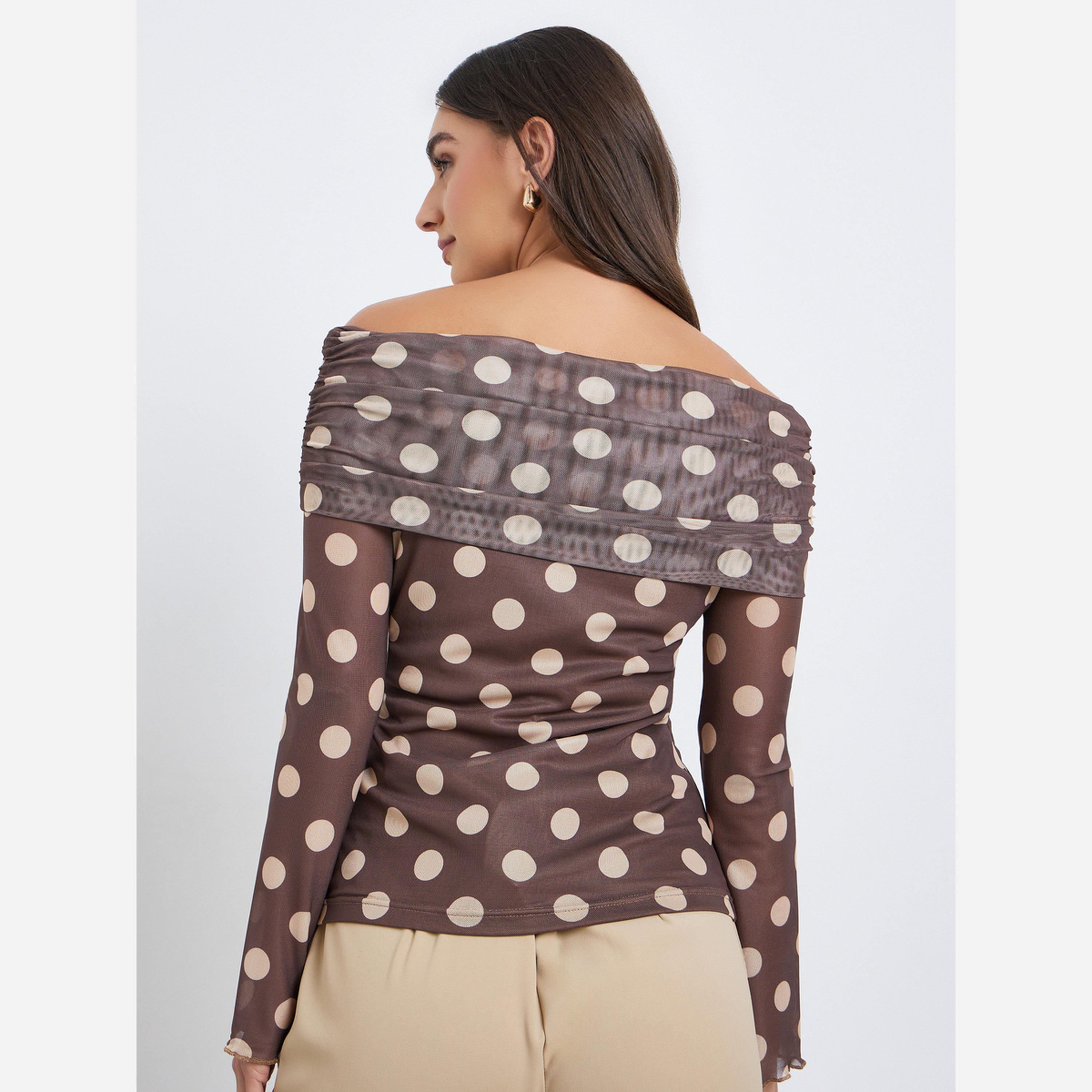 Styli Women Off-Shoulder Polka Dot Mesh Top-women-clothing-shirtsandblouses-blouses-image-5