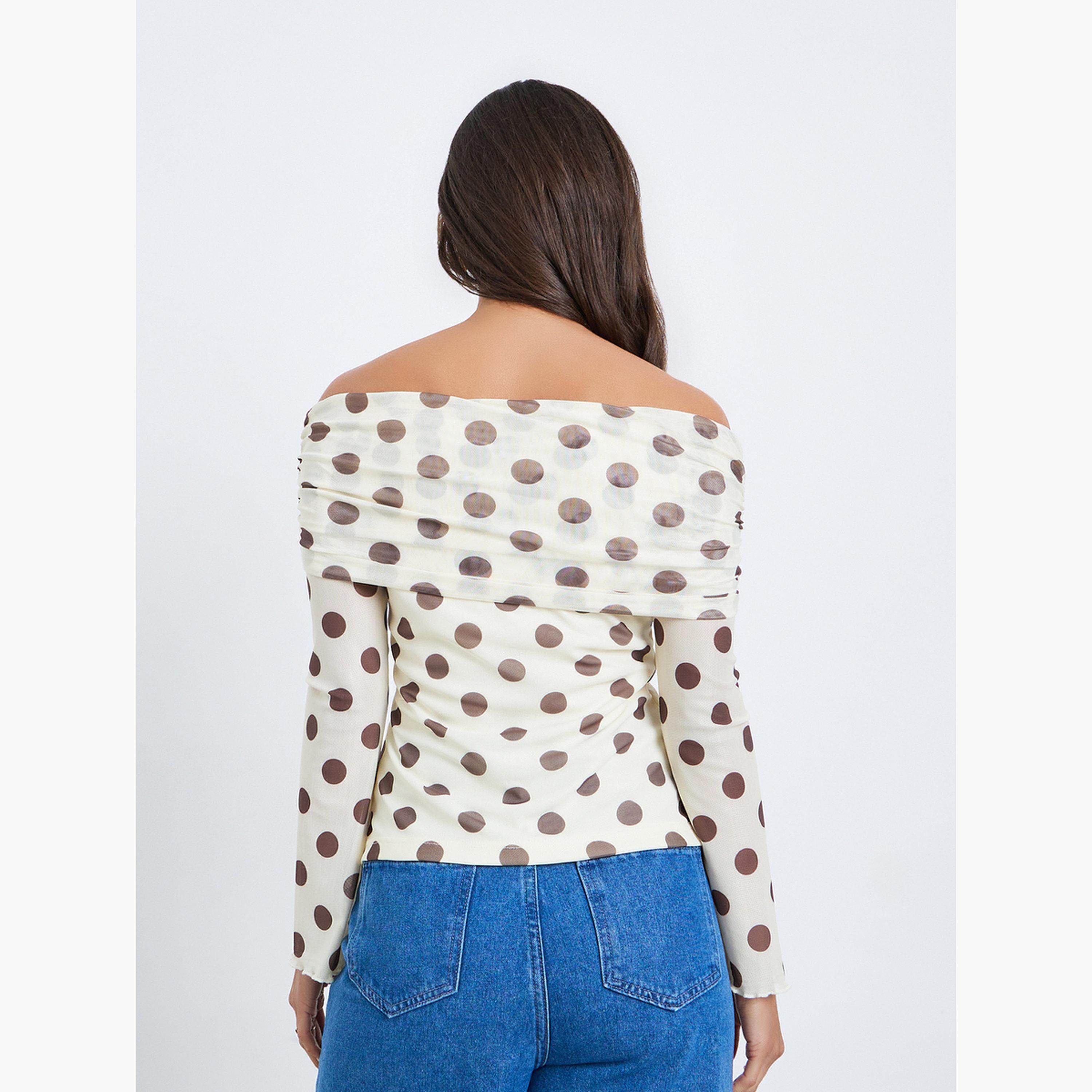 توب شبكي منقط بأكتاف مكشوفة-women-clothing-shirtsandblouses-blouses-image-5