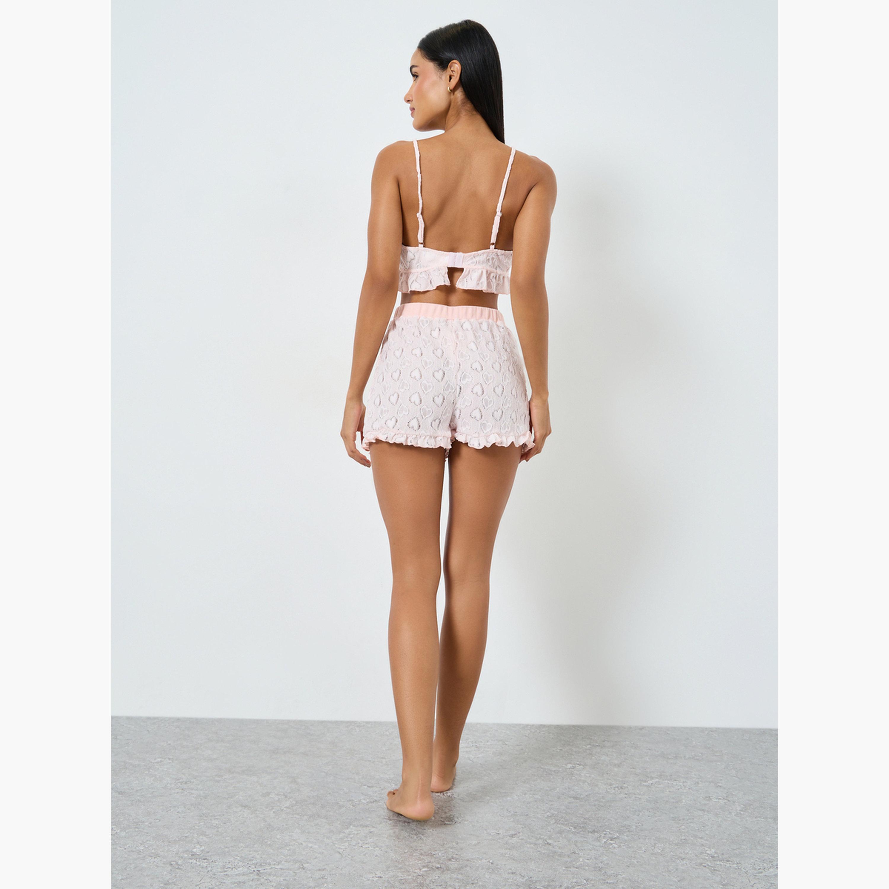 طقم توب قصير وشورت بتفاصيل محبوكة بنمط قلب-women-clothing-lingerie-lingeriesets-image-4