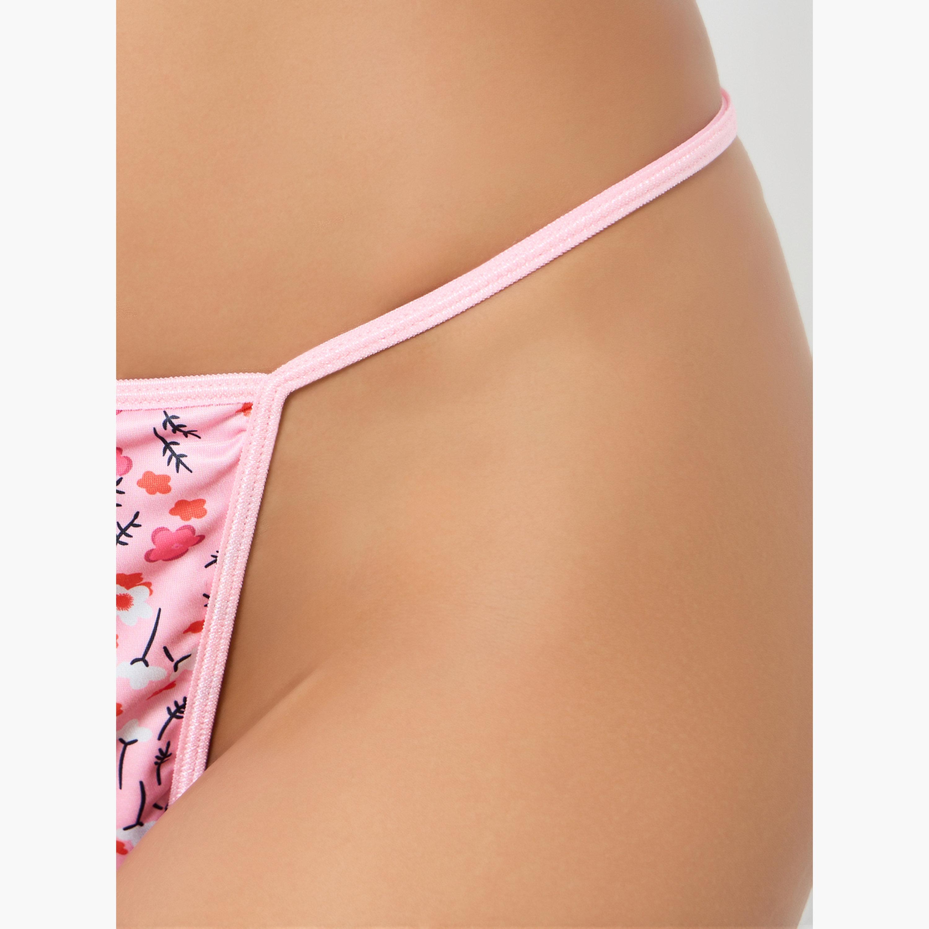 قميص نوم بتفاصيل دانتيل وطبعة زهور مع سروال داخلي-women-clothing-lingerie-lingeriesets-image-4