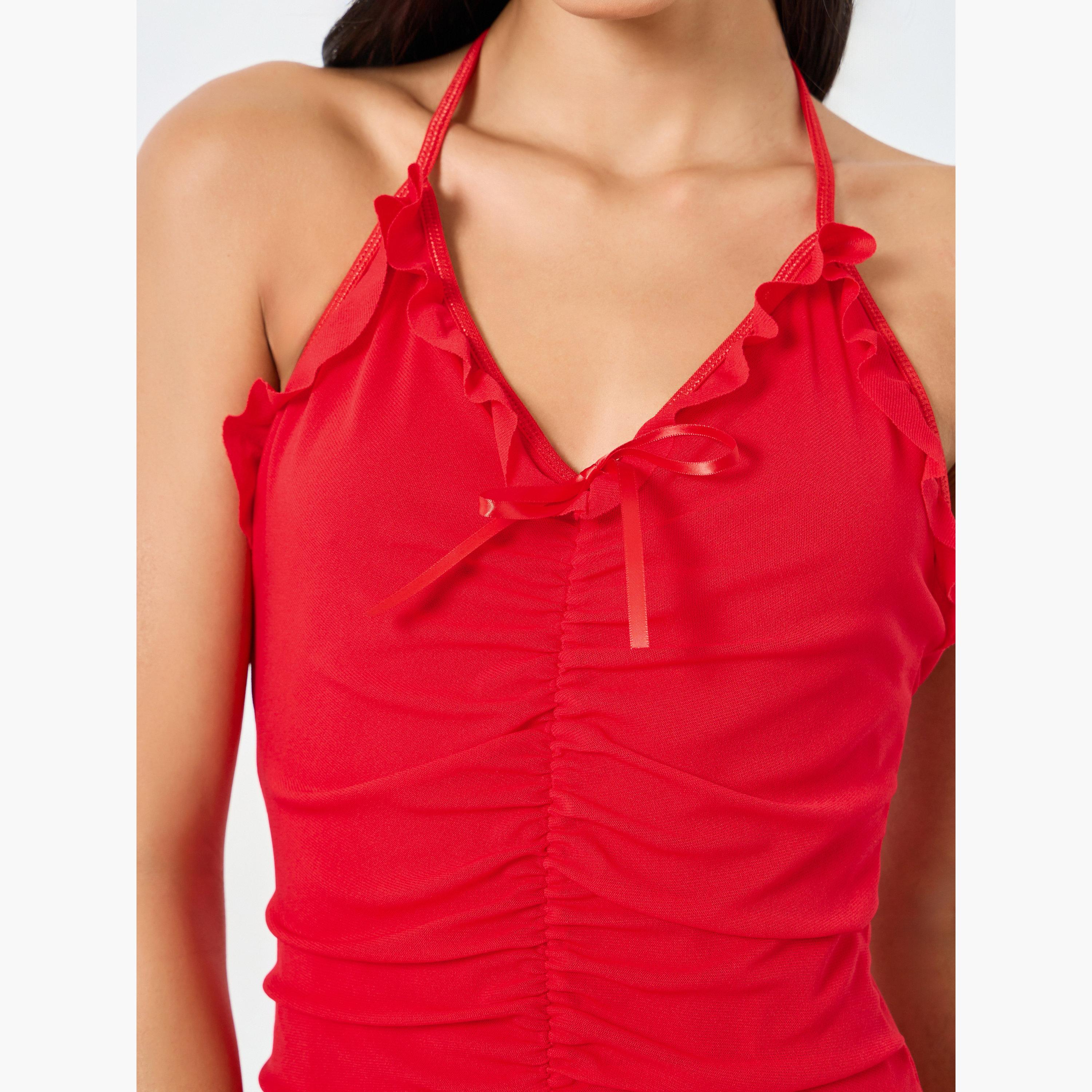فستان داخلي وسروال داخلي بتفاصيل كشكشة-women-clothing-lingerie-lingeriesets-image-3
