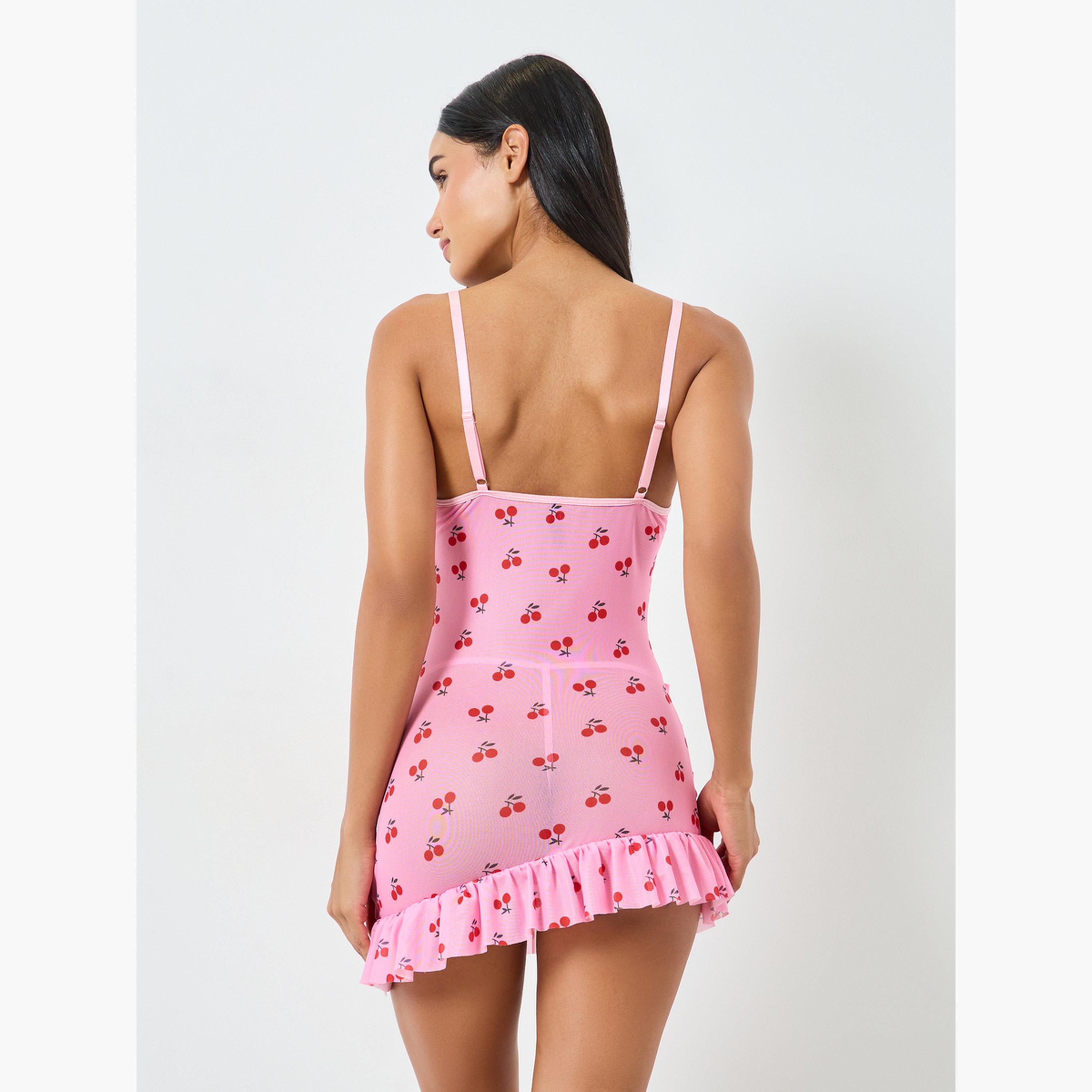 Styli Floral Mesh Pattern Underwired Slip and Brief-women-clothing-lingerie-lingeriesets-image-5