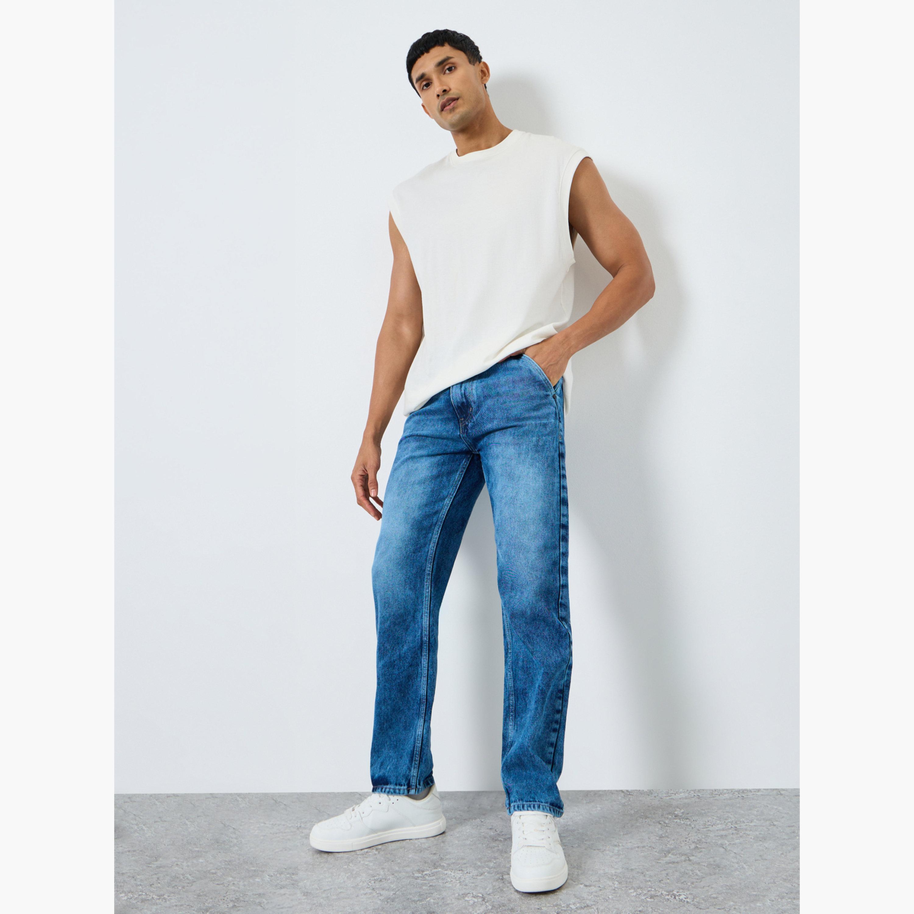 جينز بغسيل متوسط وقصة عادية للرجال-men-clothing-bottoms-jeans-image-2