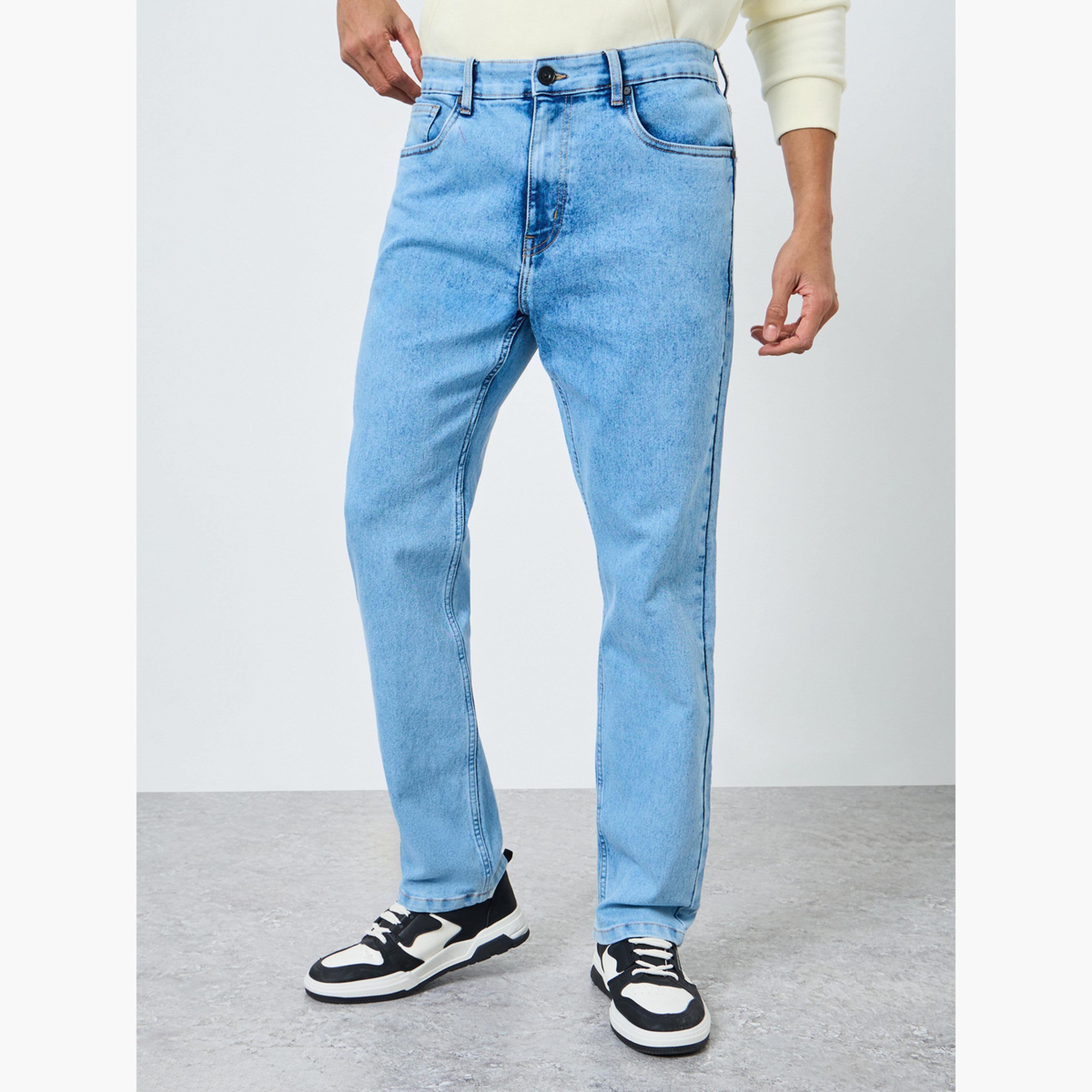 Styli Men Blue Washed Relaxed Fit Jeans-men-clothing-bottoms-jeans-image-1