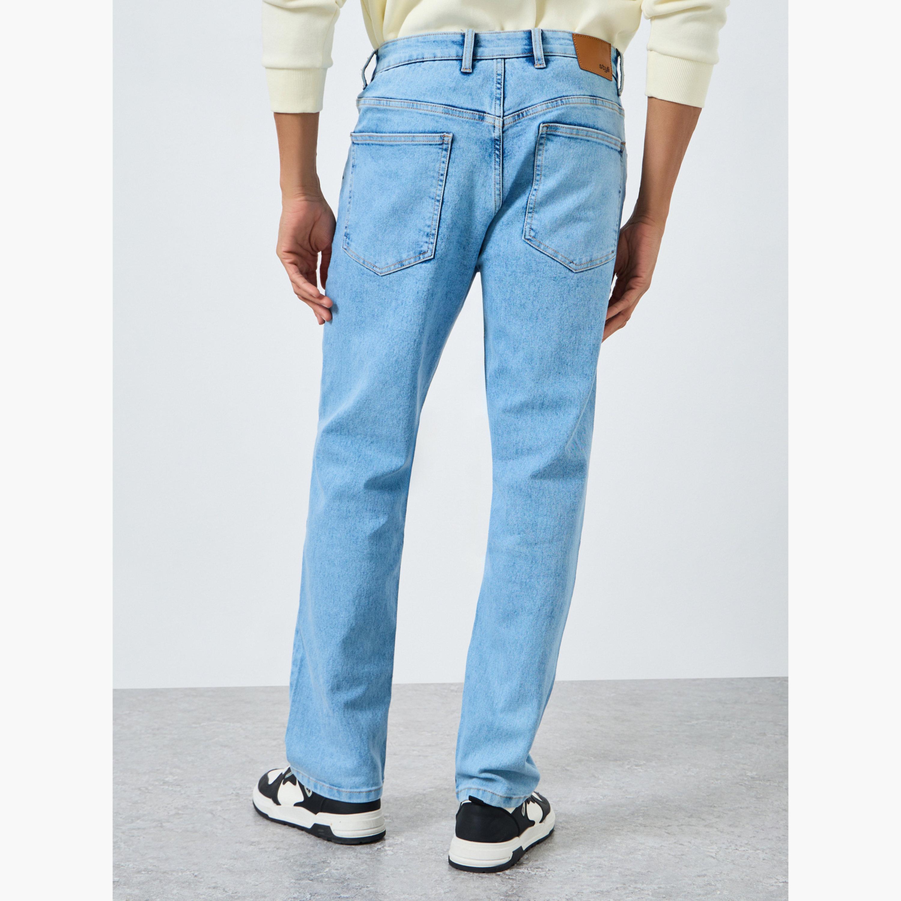 Styli Men Blue Washed Relaxed Fit Jeans-men-clothing-bottoms-jeans-image-4