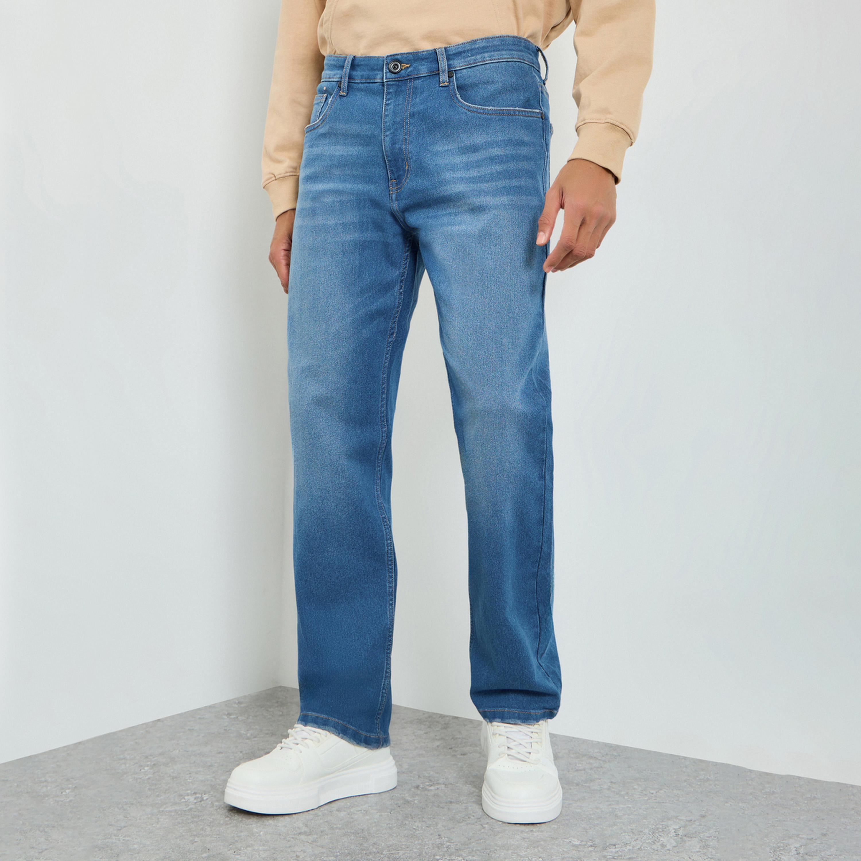 Styli Men Mid Rise Relaxed Fit Washed Jeans-men-clothing-bottoms-jeans-image-1